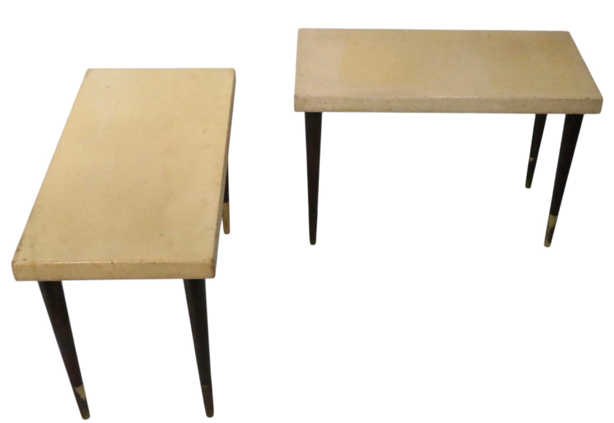 Pr. Cork Top Side Tables by Paul Frankl Johnson Furniture John Stuart c. 1940s For Sale 4