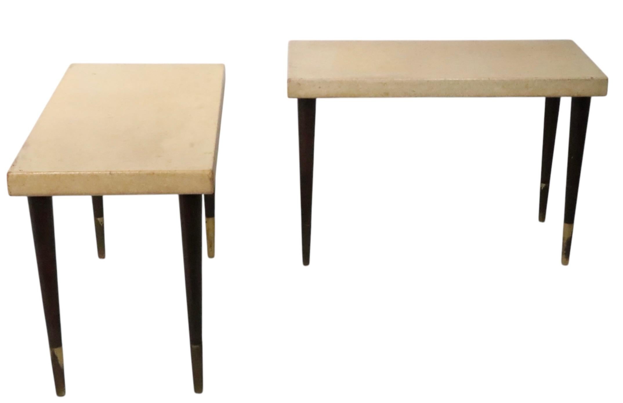 Pr. Cork Top Side Tables by Paul Frankl Johnson Furniture John Stuart c. 1940s For Sale 6