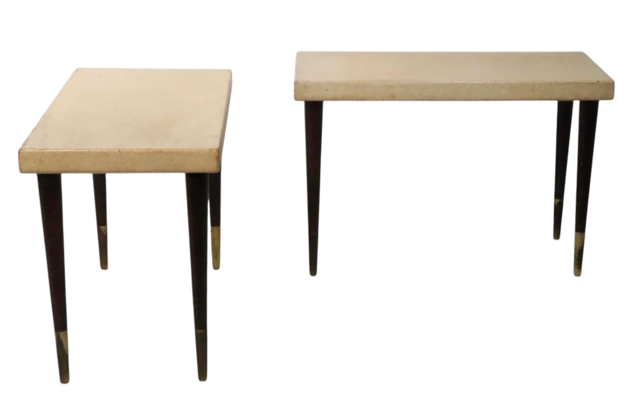 Pr. Cork Top Side Tables by Paul Frankl Johnson Furniture John Stuart c. 1940s For Sale 7