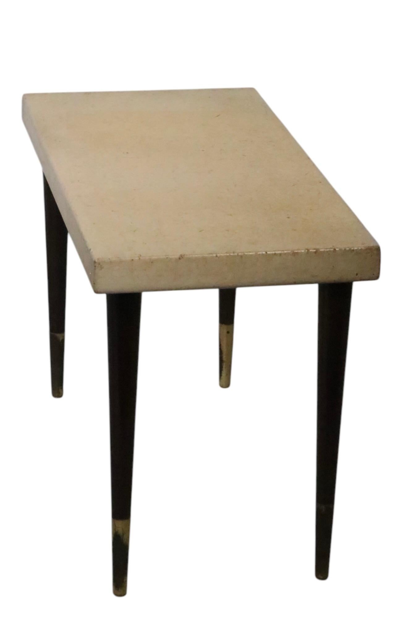 Brass Pr. Cork Top Side Tables by Paul Frankl Johnson Furniture John Stuart c. 1940s For Sale