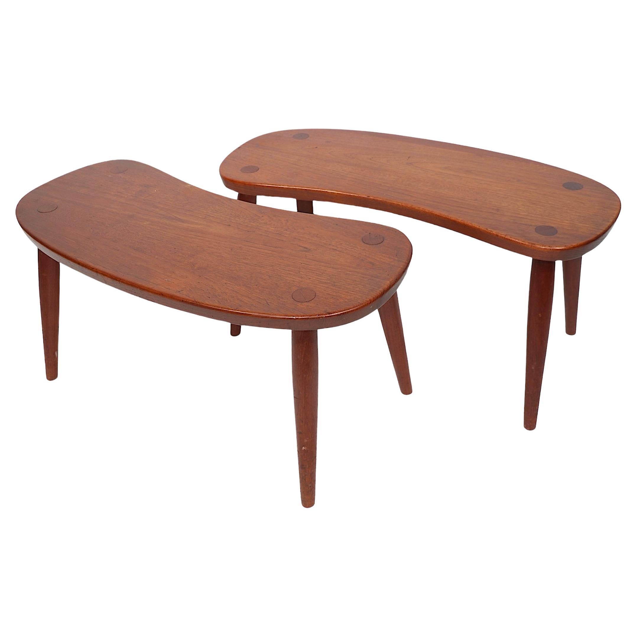 Pr. Danish Mid Century Modern Tables Made by Illum Bolighus att. to Josef Frank  For Sale
