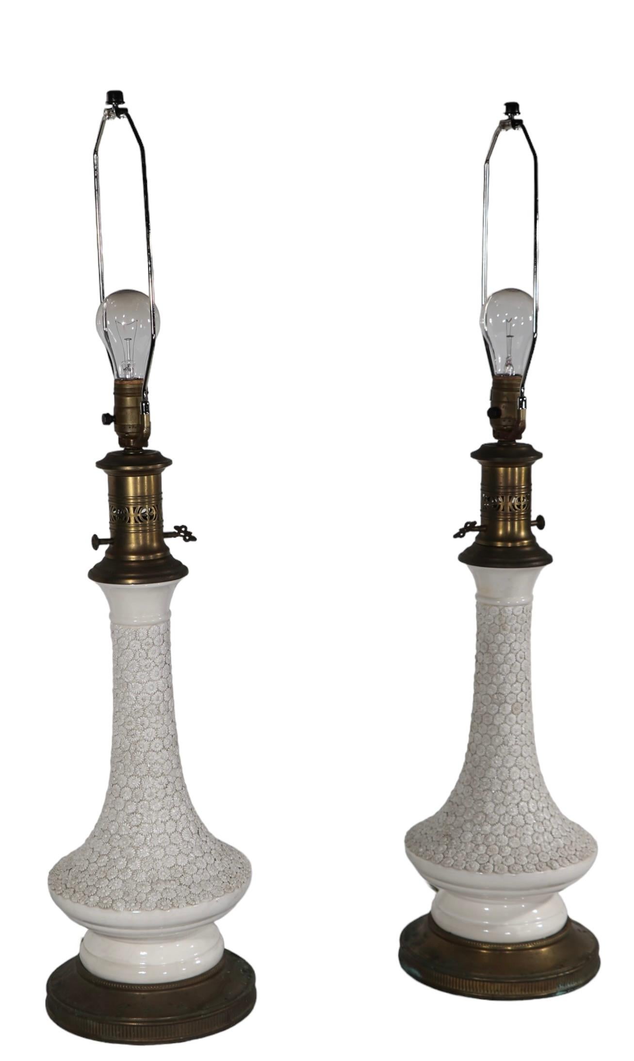 Pr. Decorative Blanc de Chine Style Table Lamps by Paul Hanson c 1960's For Sale 10