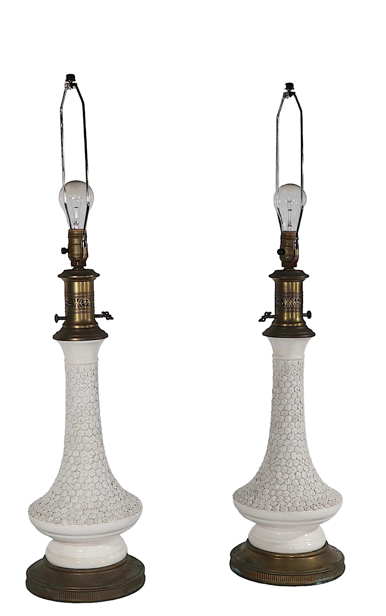 20th Century Pr. Decorative Blanc de Chine Style Table Lamps by Paul Hanson c 1960's For Sale