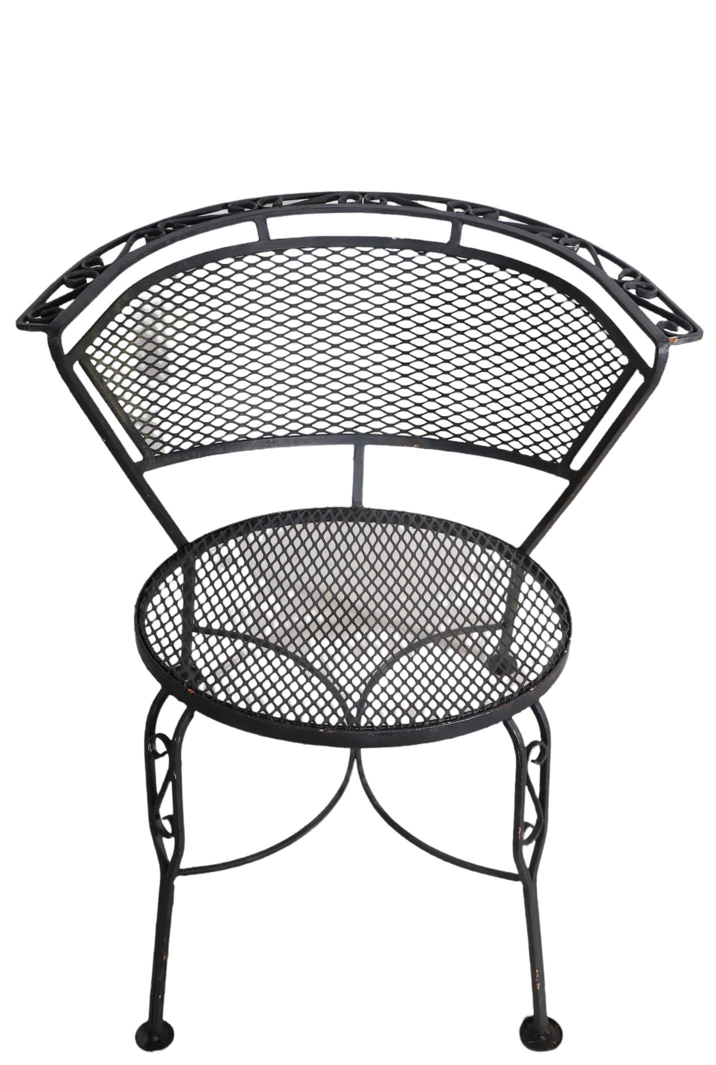 Pr. Decorative Garden Patio Poolside Wrought Iron Chairs by Woodard For Sale 1