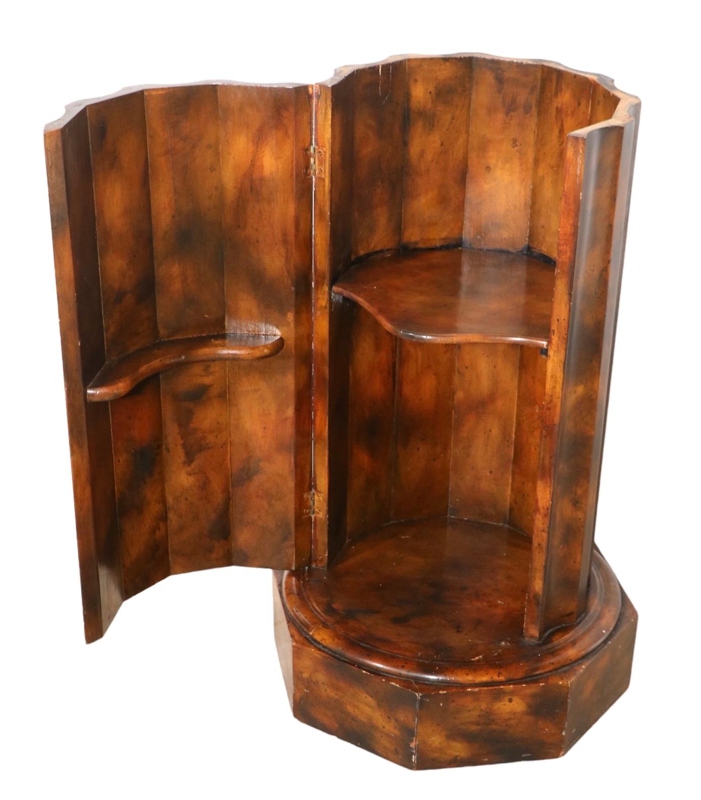 Pr. Decorative Marble Top Half Column Pedestals in Faux Tortoise Shell Finish For Sale 5