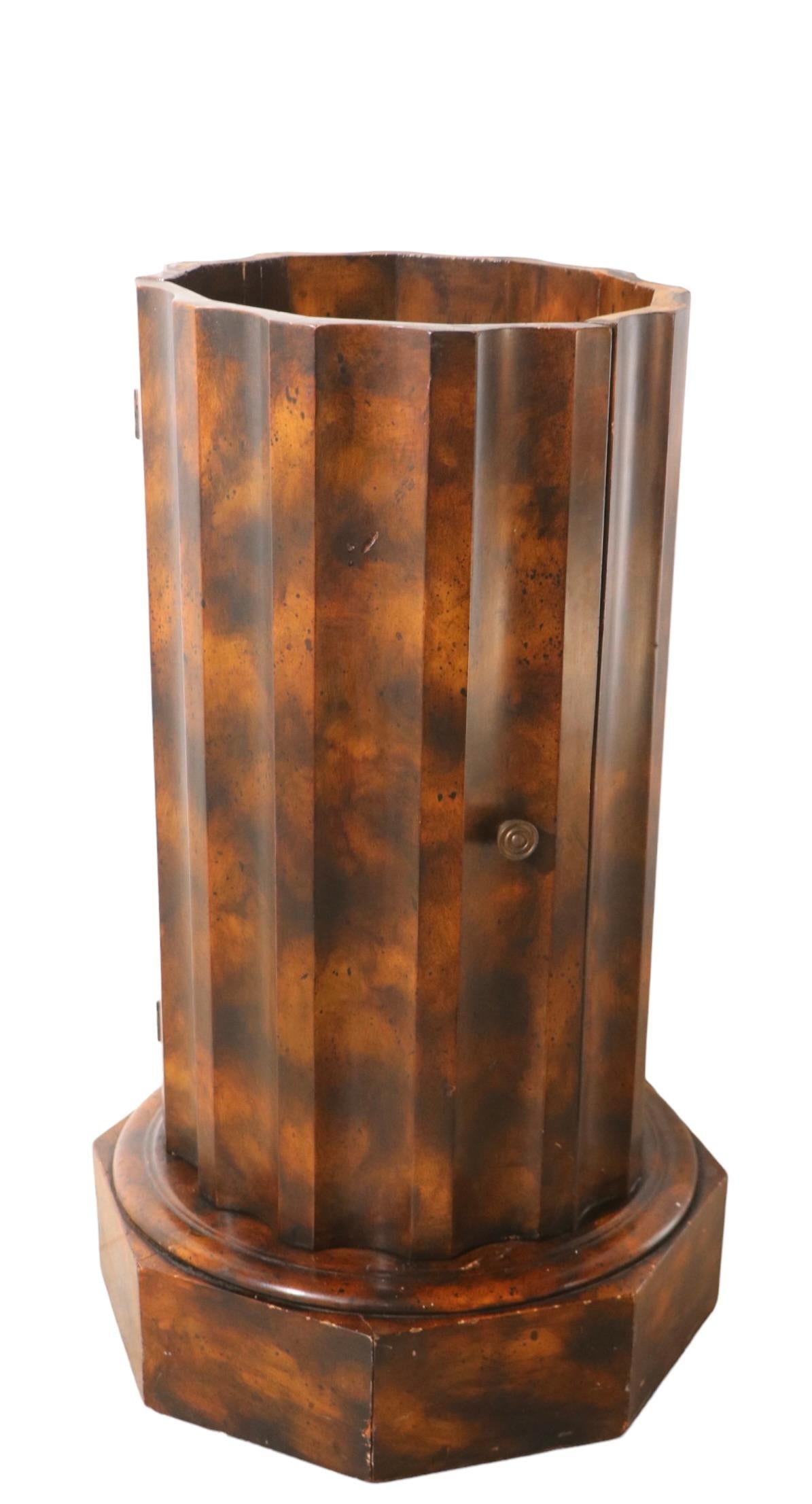 Pr. Decorative Marble Top Half Column Pedestals in Faux Tortoise Shell Finish For Sale 7