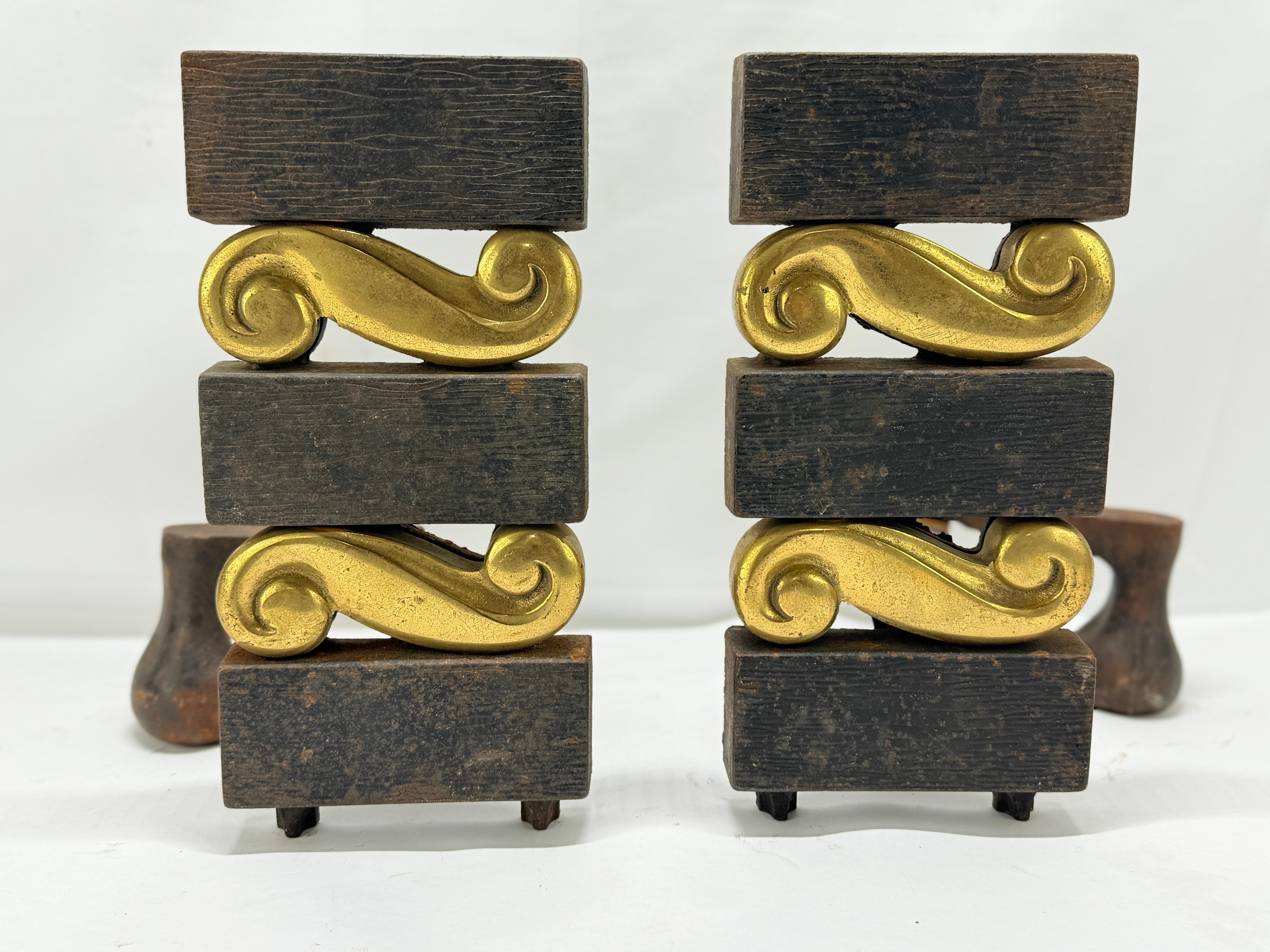 This pair of andirons, designed by the iconic modernist Donald Deskey for Bennett, exemplifies mid-century American design at its most refined. Produced in the 1950s, these andirons showcase Deskey's signature blend of geometric precision and