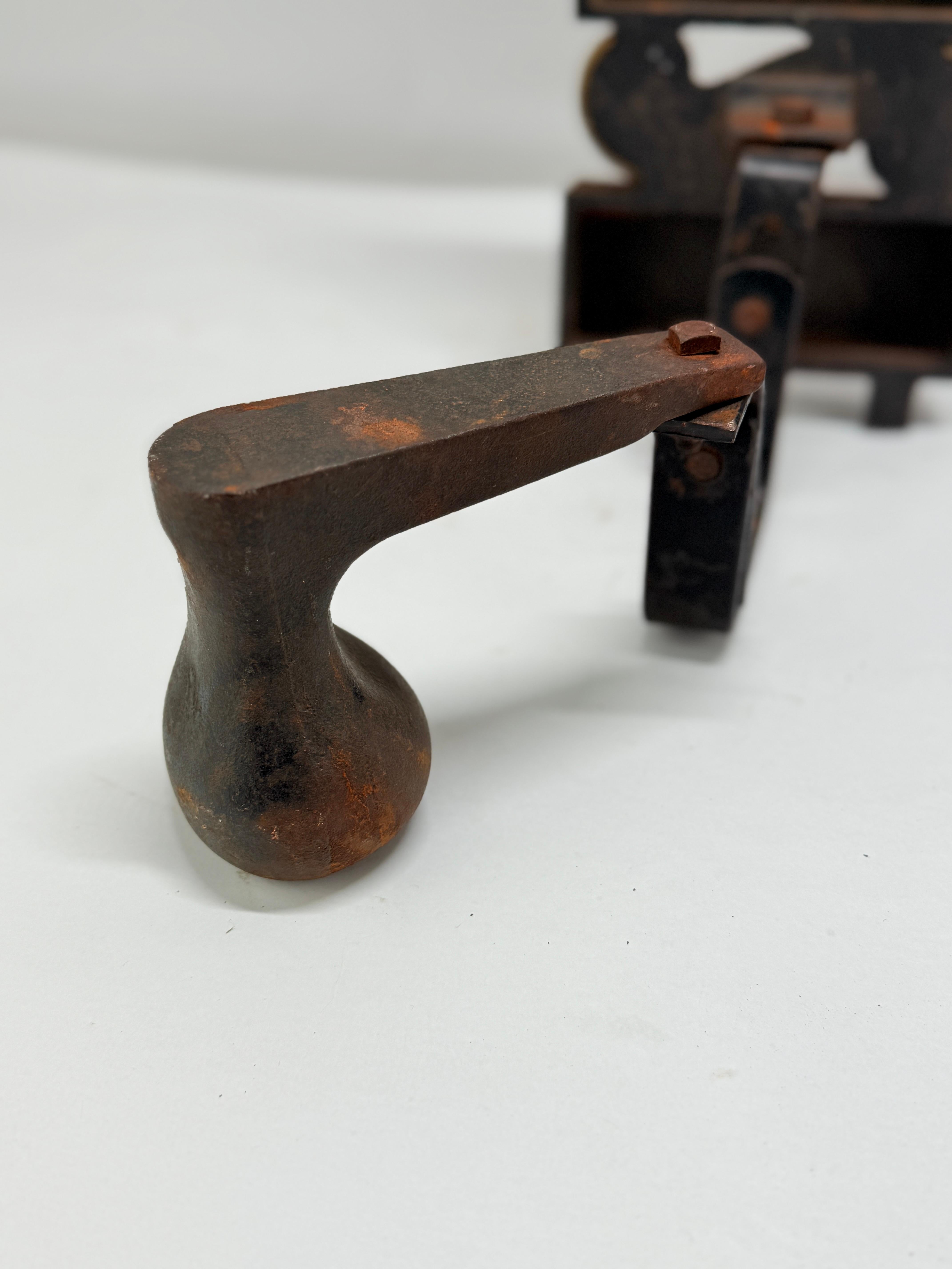 Pr, Donald Deskey for Bennett Textured Bronze and Brass Andirons C. 1950s In Good Condition For Sale In Atlanta, GA