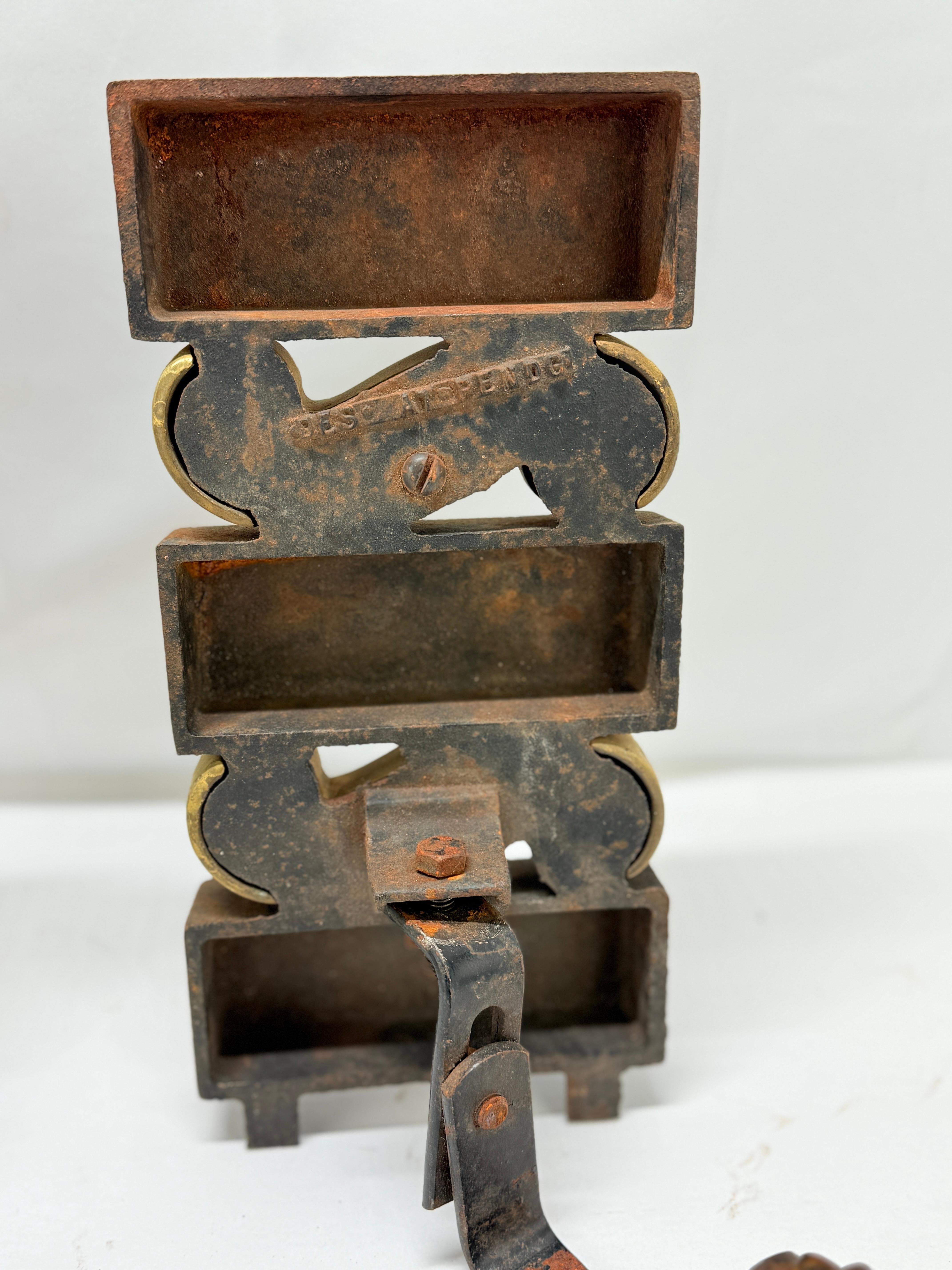 Pr, Donald Deskey for Bennett Textured Bronze and Brass Andirons C. 1950s For Sale 1