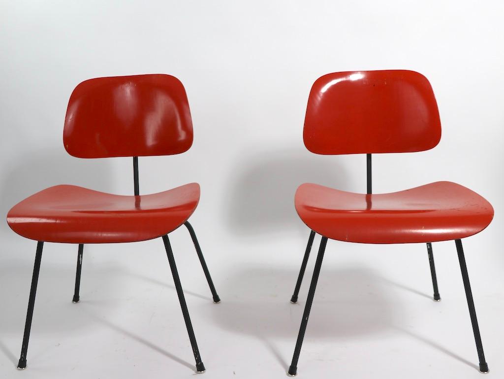 American Pair of Eames DCM Herman Miller Dining Chairs For Sale