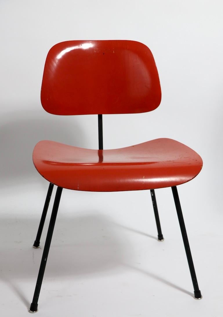 Metal Pair of Eames DCM Herman Miller Dining Chairs For Sale
