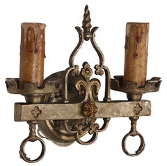Pr. Early Electric Arts and Crafts Gothic Sconces by Lion Electric Mfg. Co.
