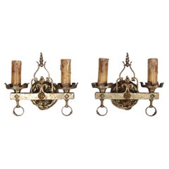Pr. Early Electric Arts and Crafts Gothic Sconces by Lion Electric Mfg. Co. 