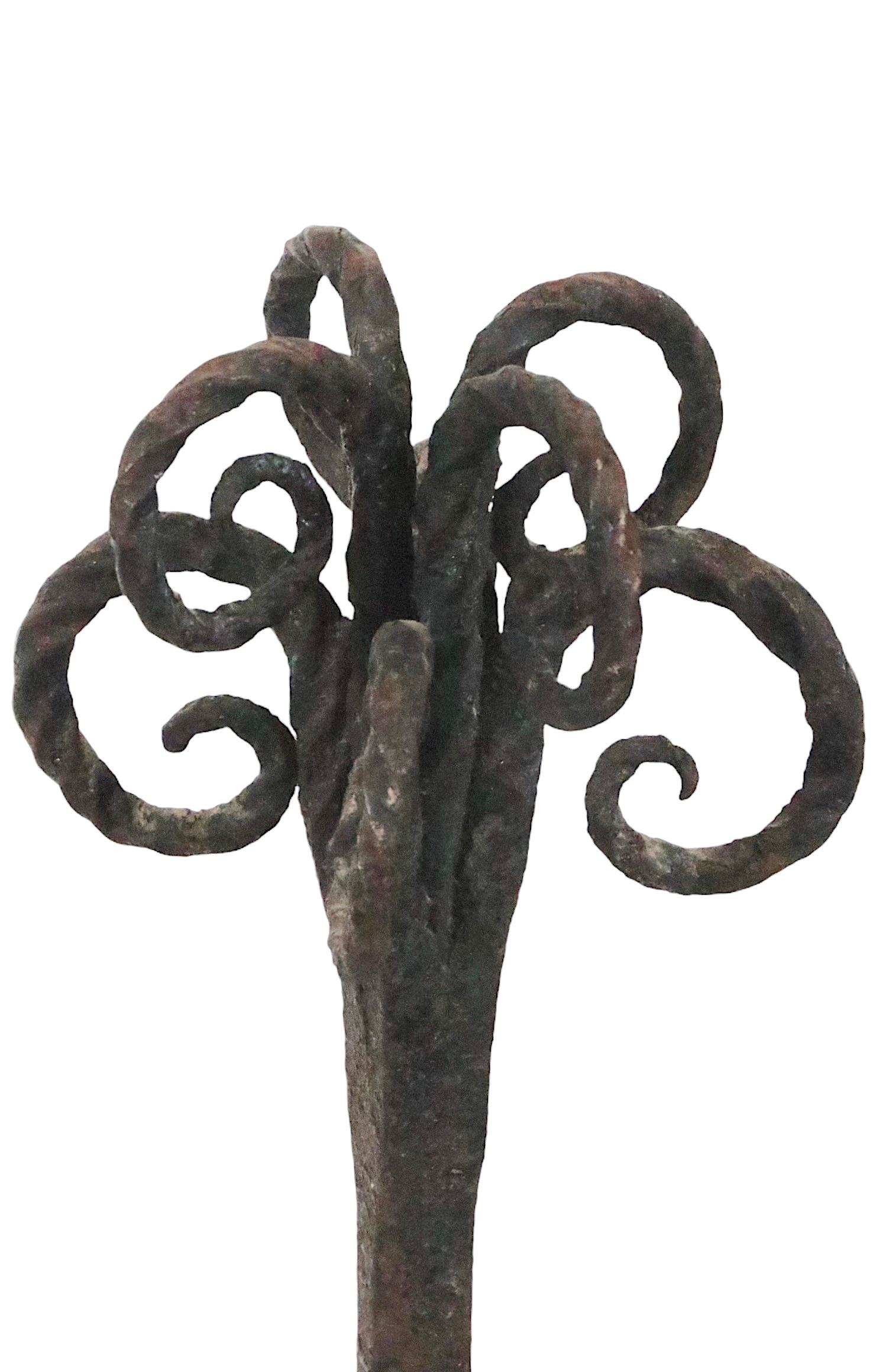 Pr. Early Forged Iron Andirons 18th - Early 19th C Vintage  For Sale 4
