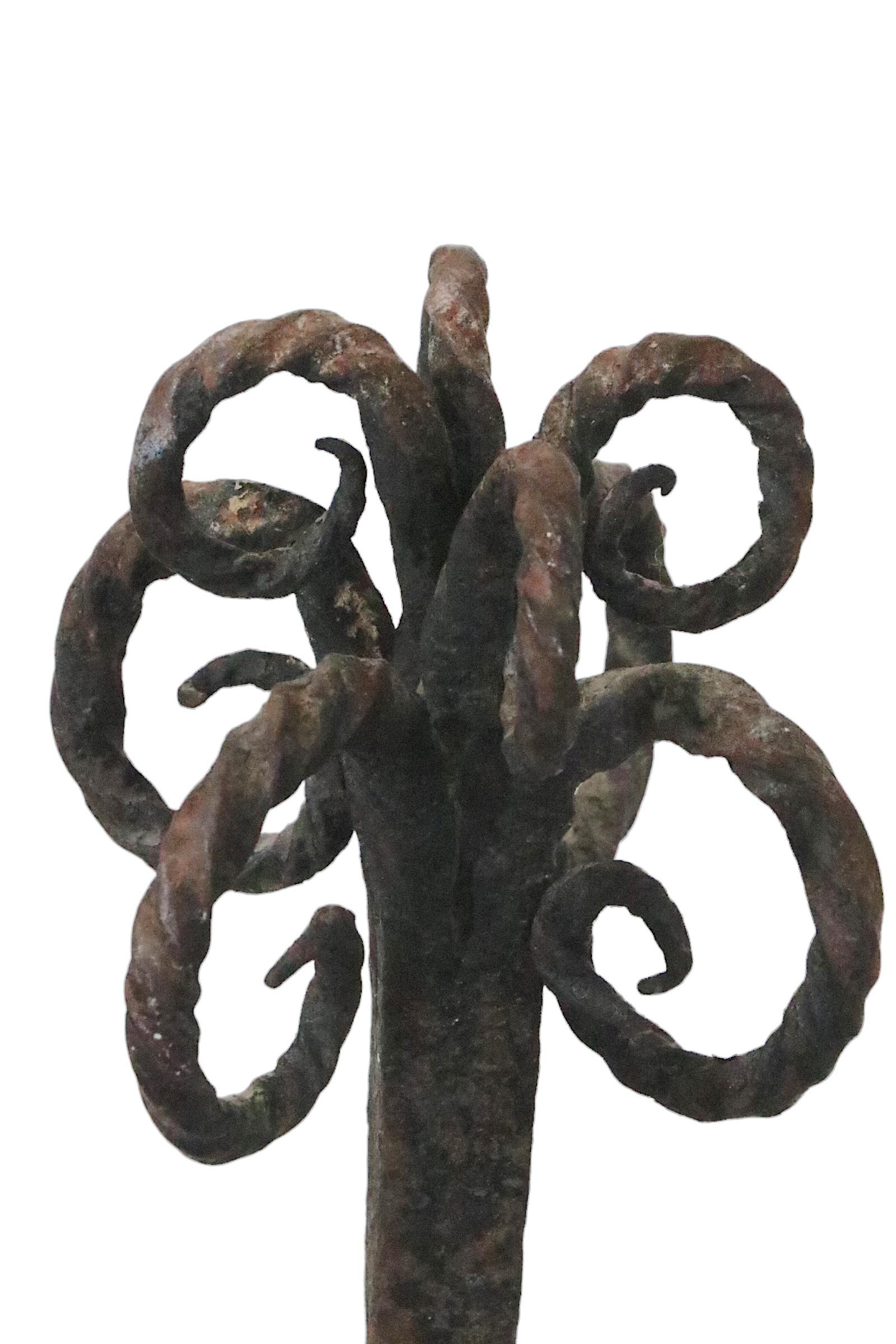 Pr. Early Forged Iron Andirons 18th - Early 19th C Vintage  In Good Condition For Sale In New York, NY