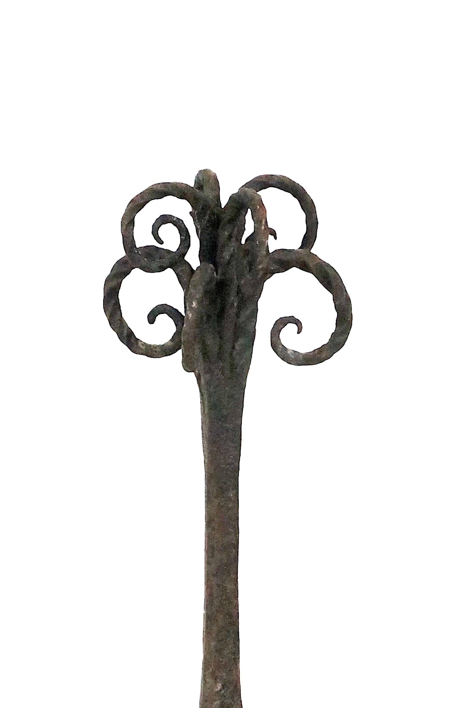 Pr. Early Forged Iron Andirons 18th - Early 19th C Vintage  For Sale 1