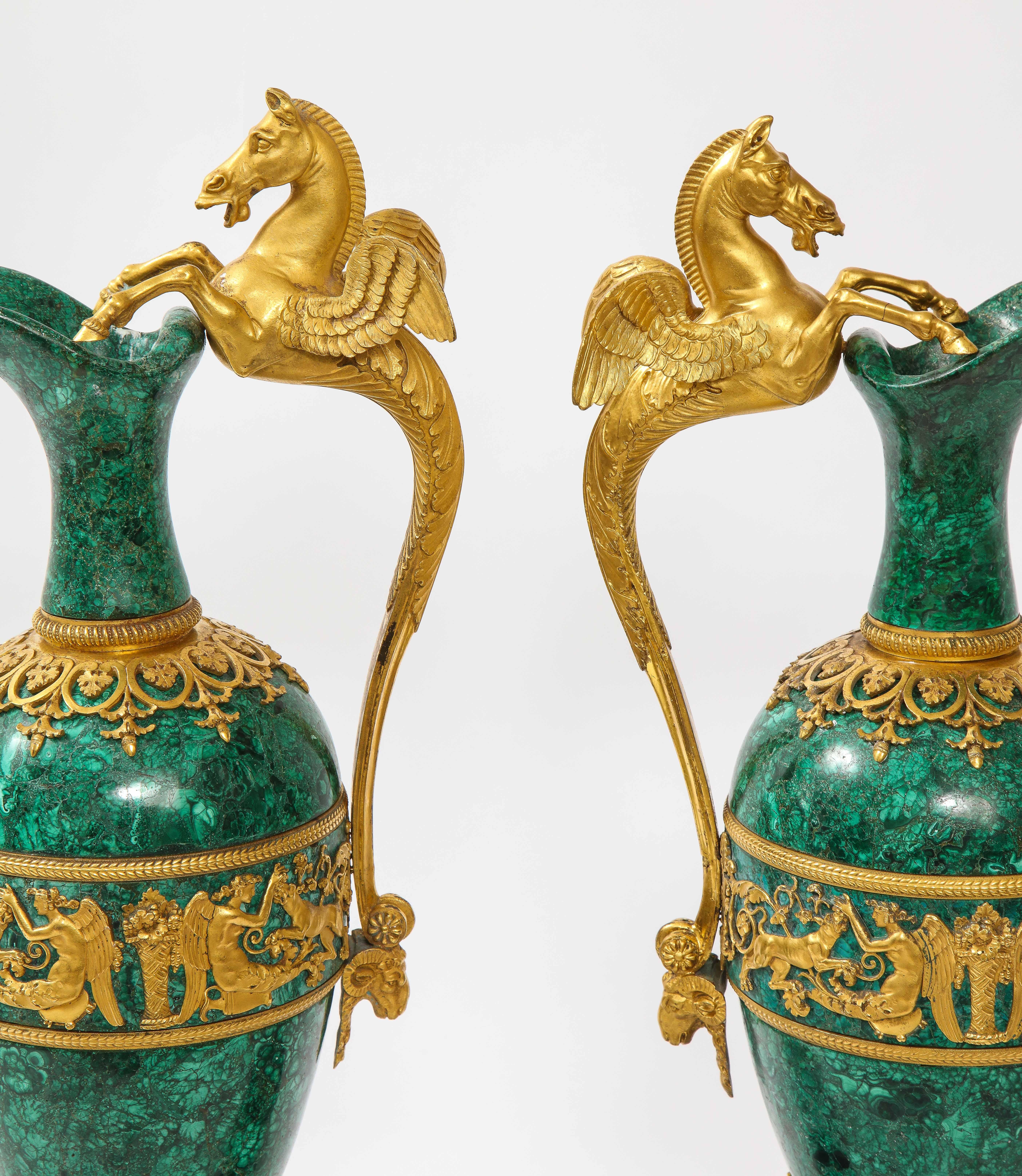 Empire Ormolu-Mounted Malachite Ewers Attributed to Claude Galle, Russian, Pair 4