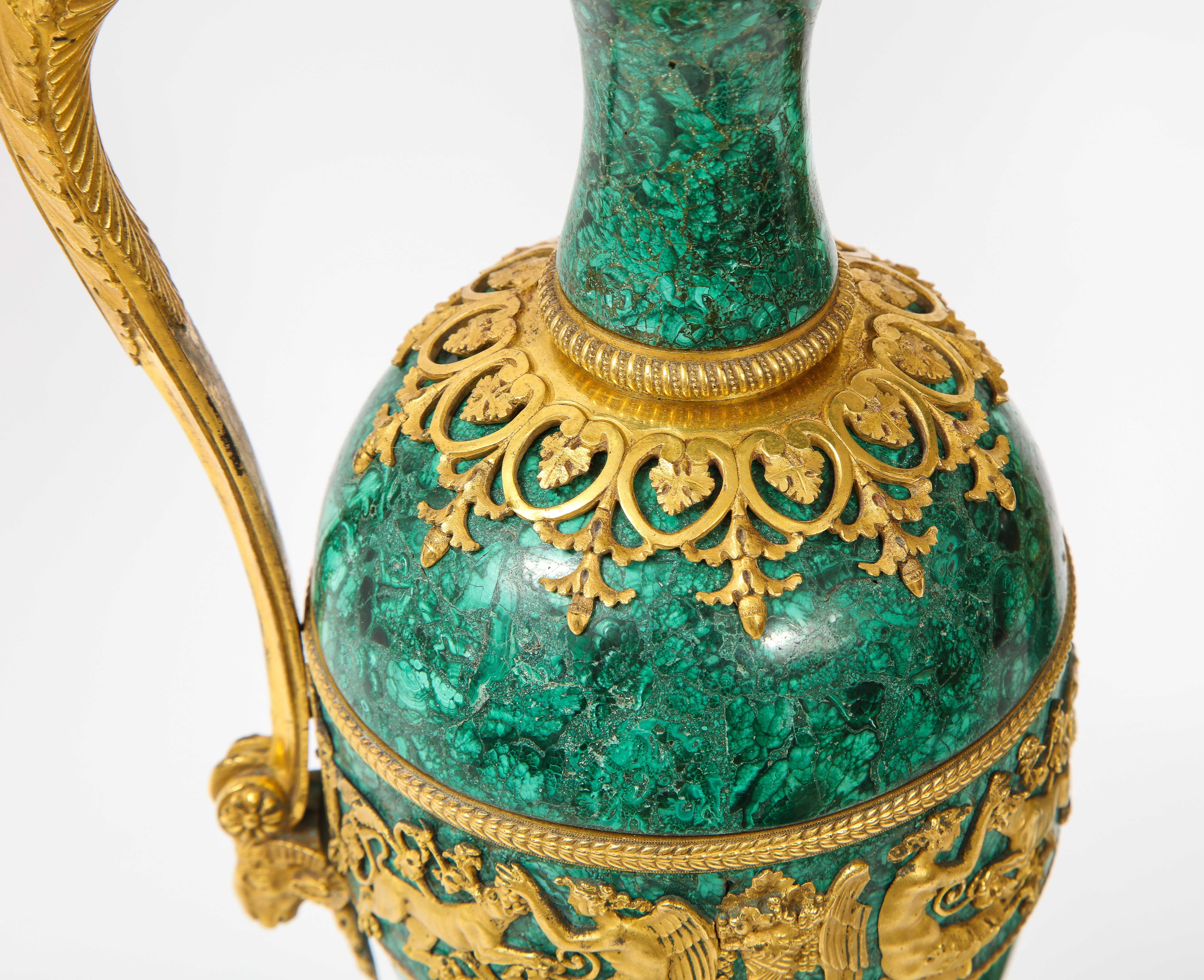 Empire Ormolu-Mounted Malachite Ewers Attributed to Claude Galle, Russian, Pair 11