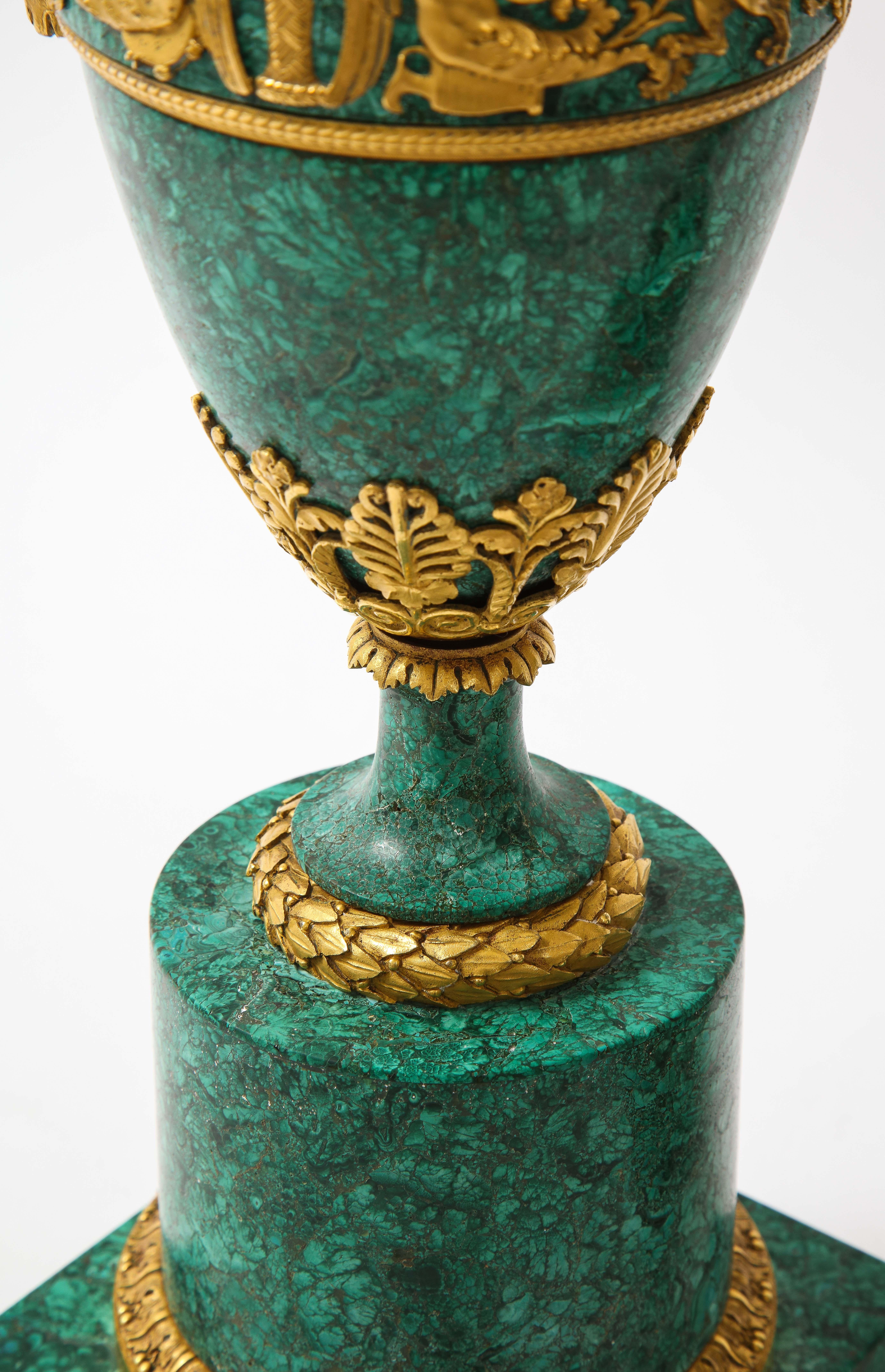 Empire Ormolu-Mounted Malachite Ewers Attributed to Claude Galle, Russian, Pair 12