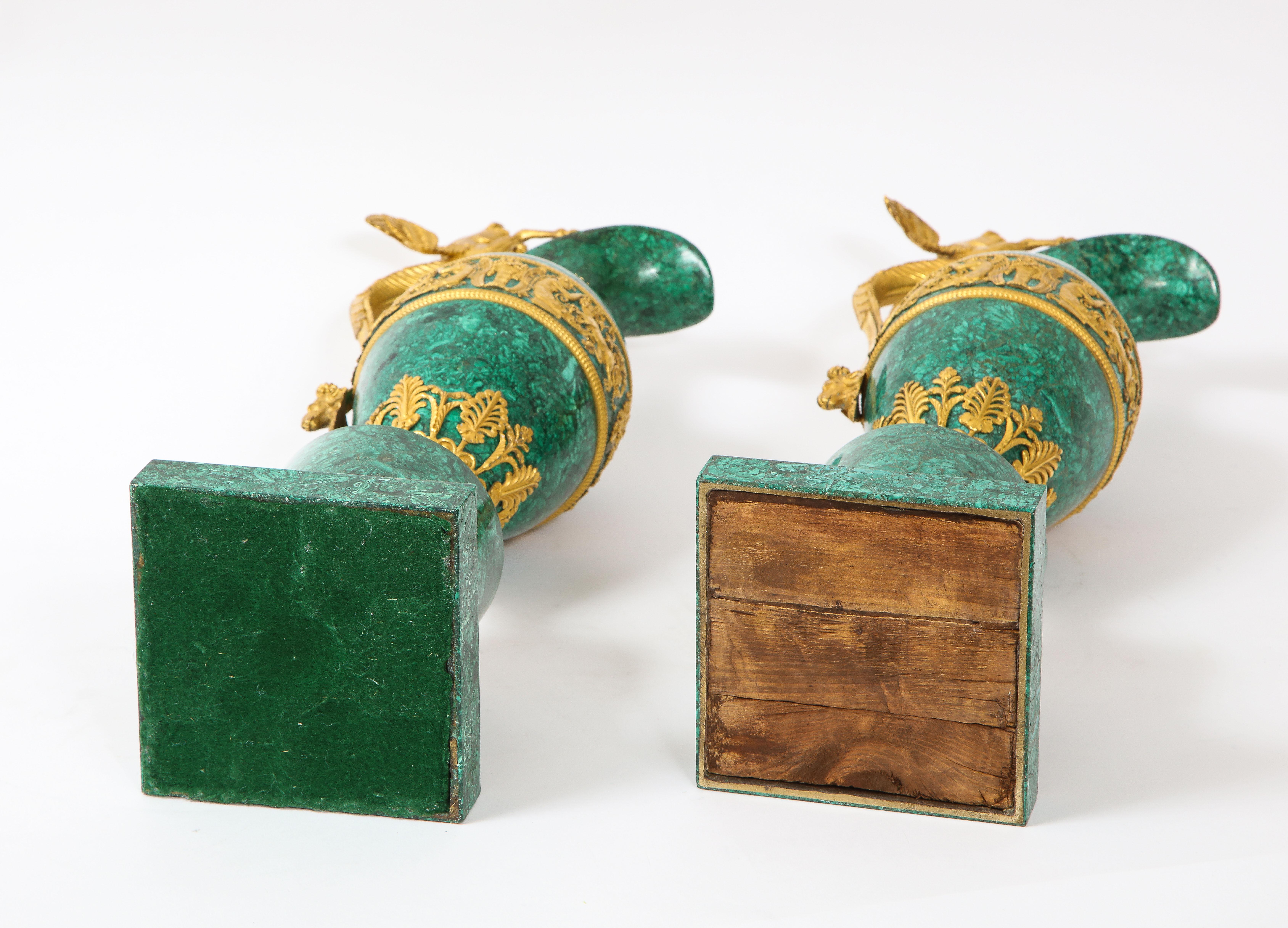 Empire Ormolu-Mounted Malachite Ewers Attributed to Claude Galle, Russian, Pair 14