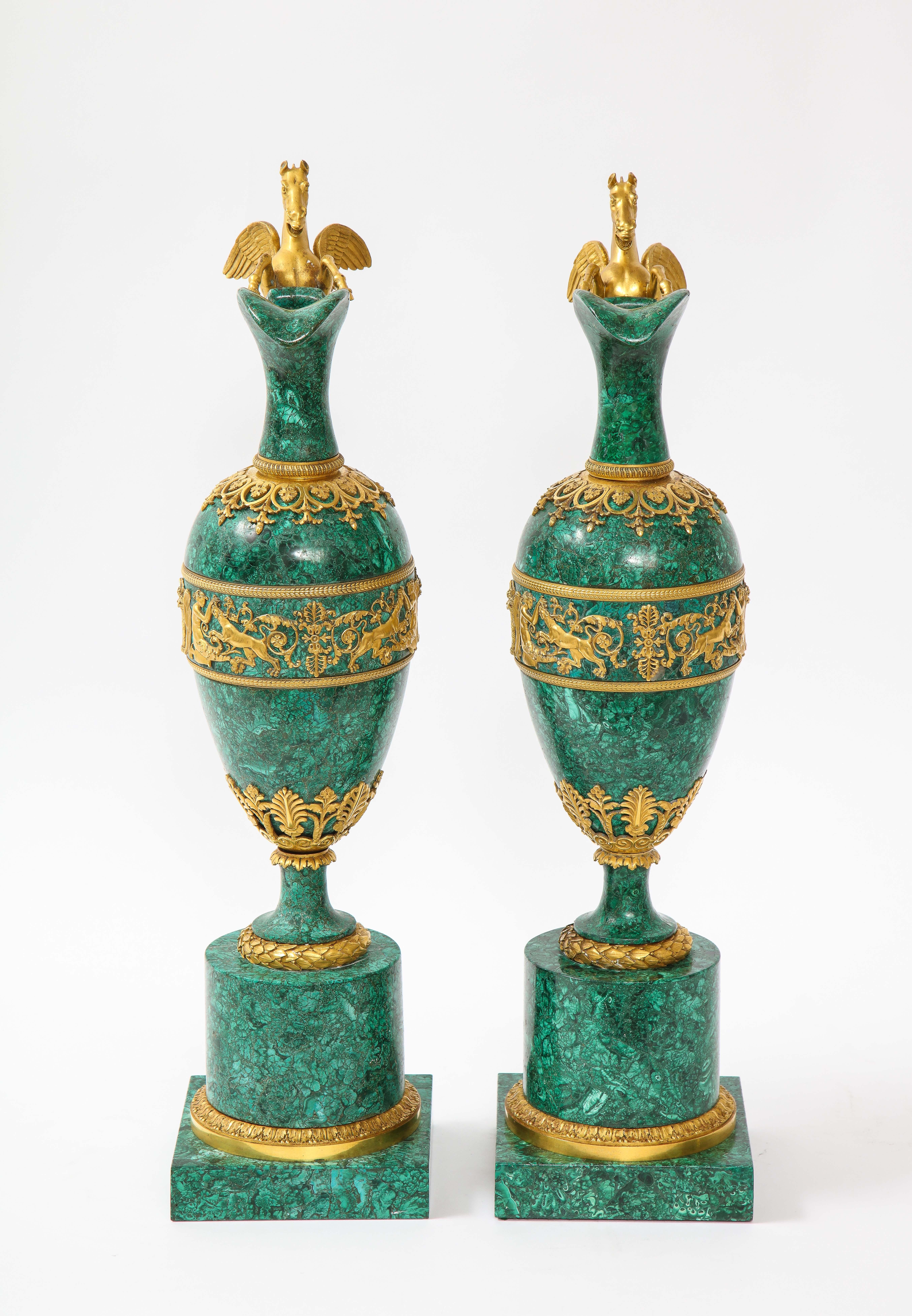 Empire Ormolu-Mounted Malachite Ewers Attributed to Claude Galle, Russian, Pair 2