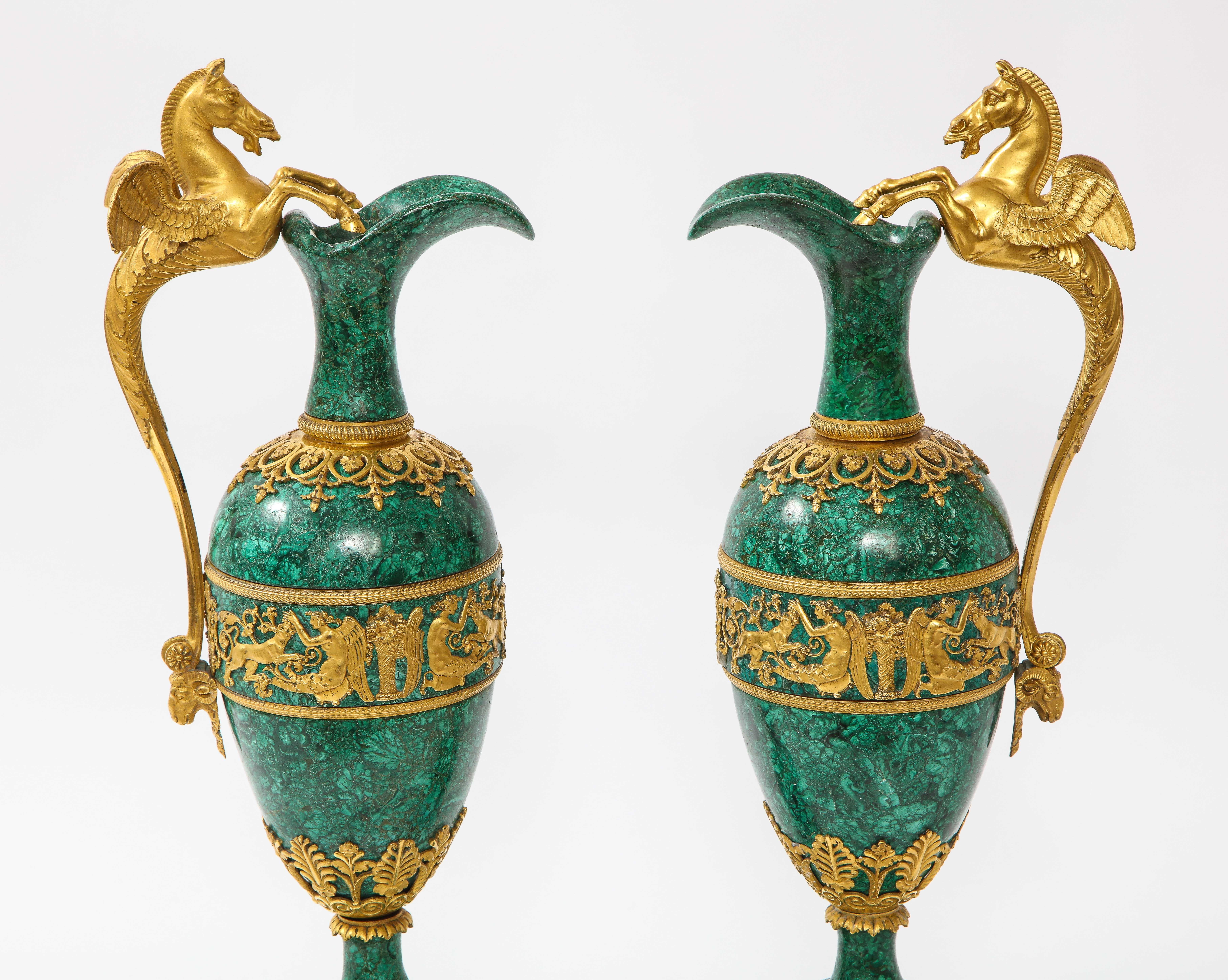 Empire Ormolu-Mounted Malachite Ewers Attributed to Claude Galle, Russian, Pair 3