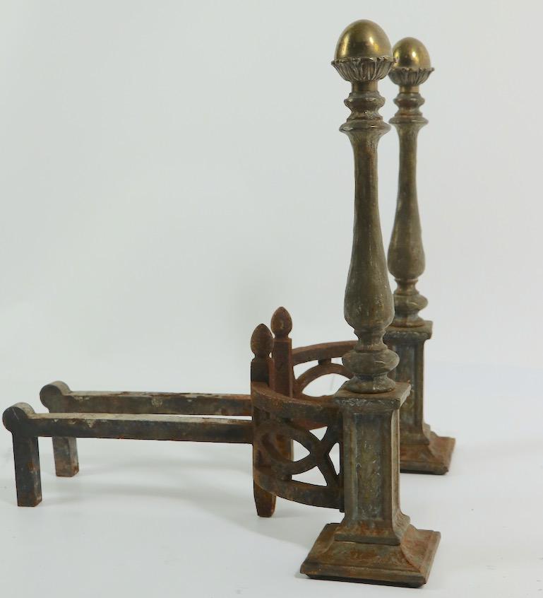 Pair of English Arts & Crafts Andirons For Sale 4
