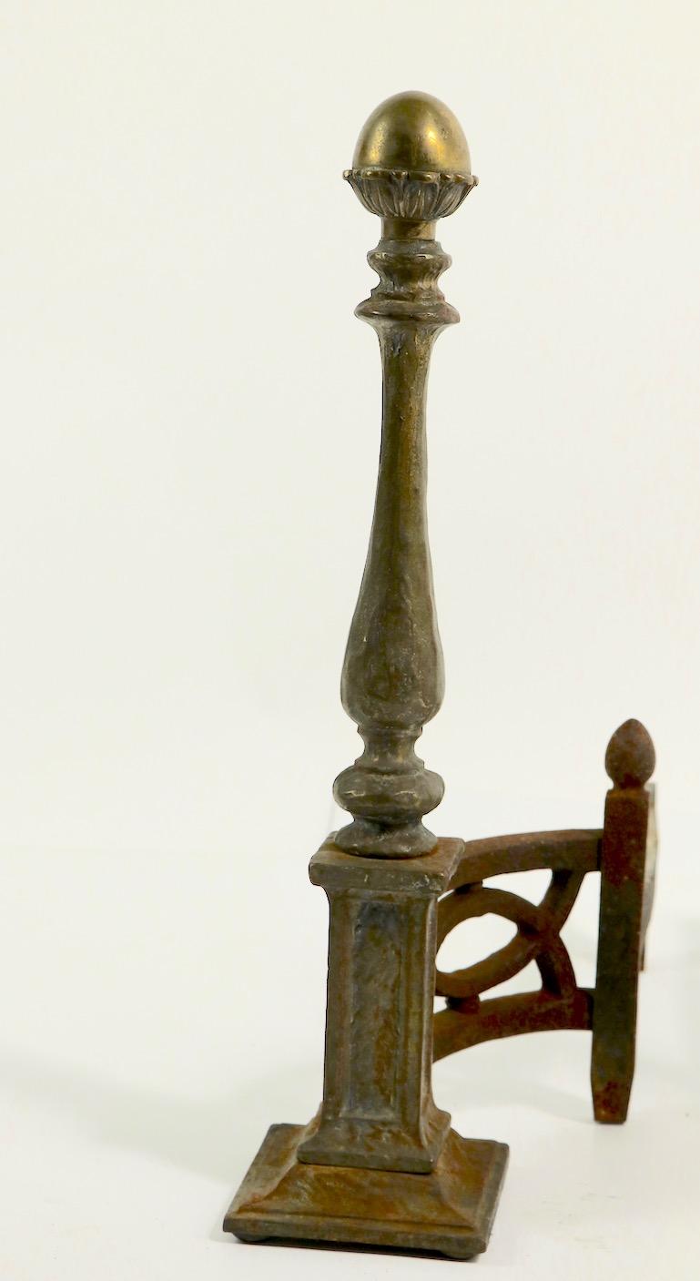 20th Century Pair of English Arts & Crafts Andirons For Sale