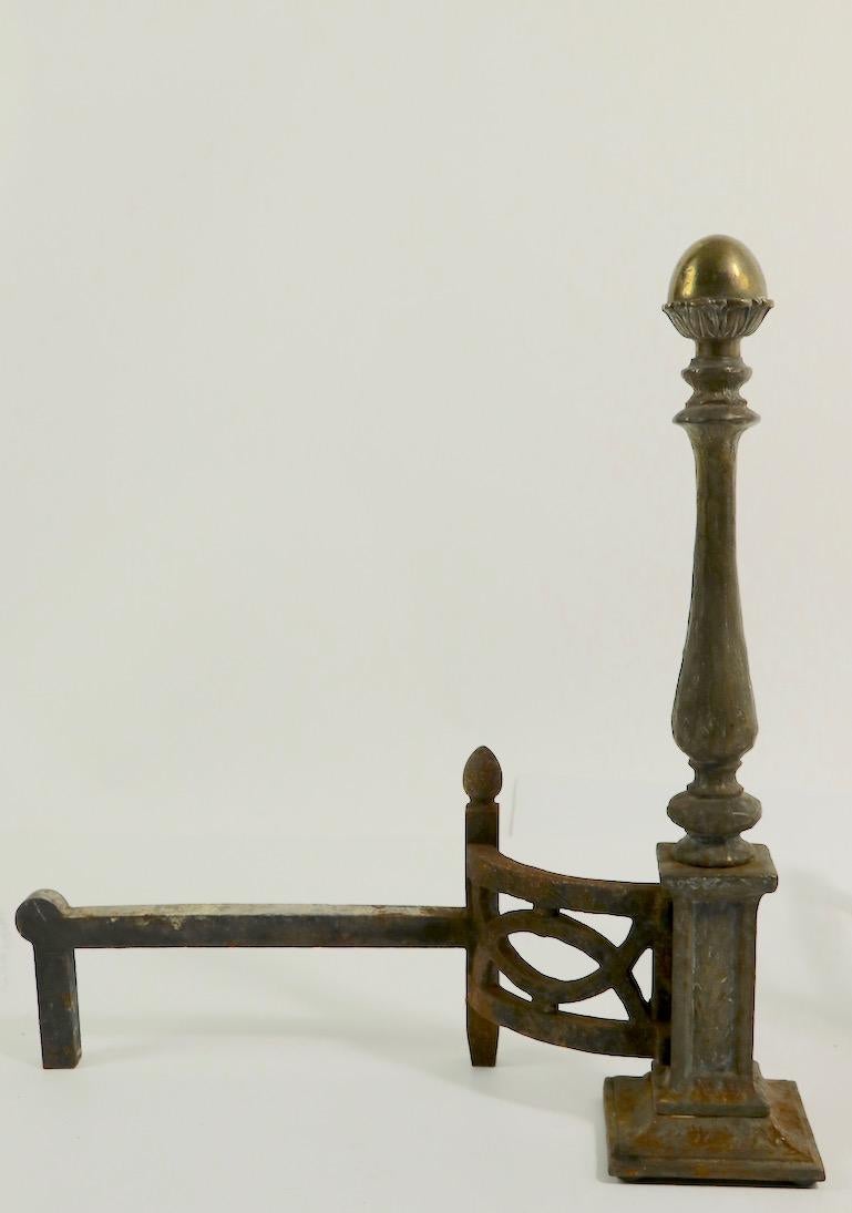 Pair of English Arts & Crafts Andirons For Sale 1