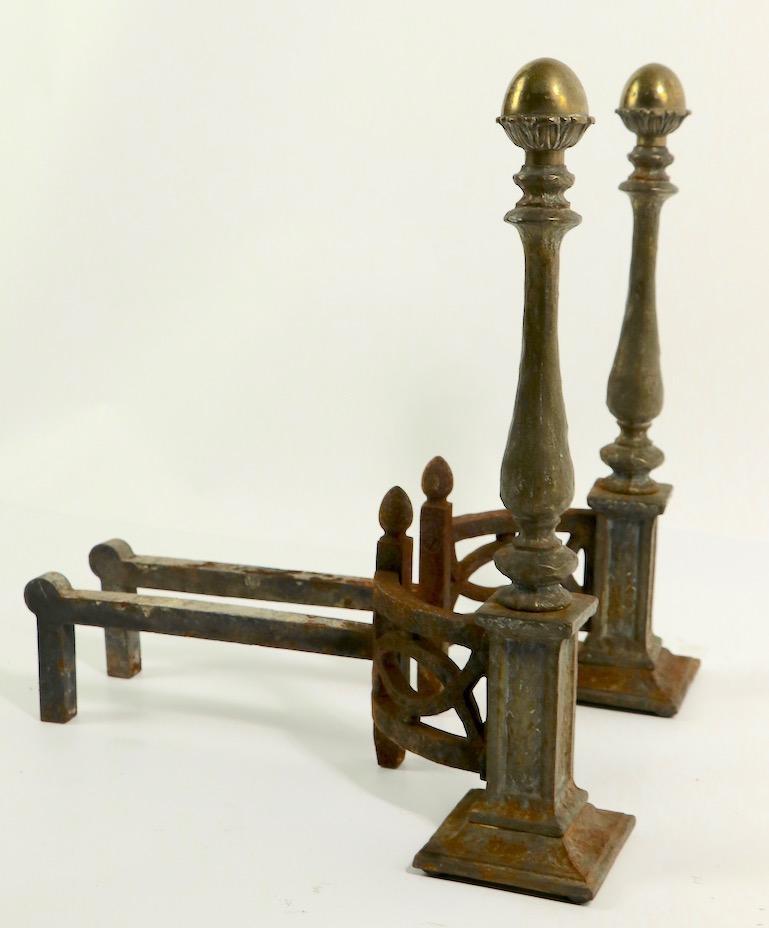 Pair of English Arts & Crafts Andirons For Sale 2