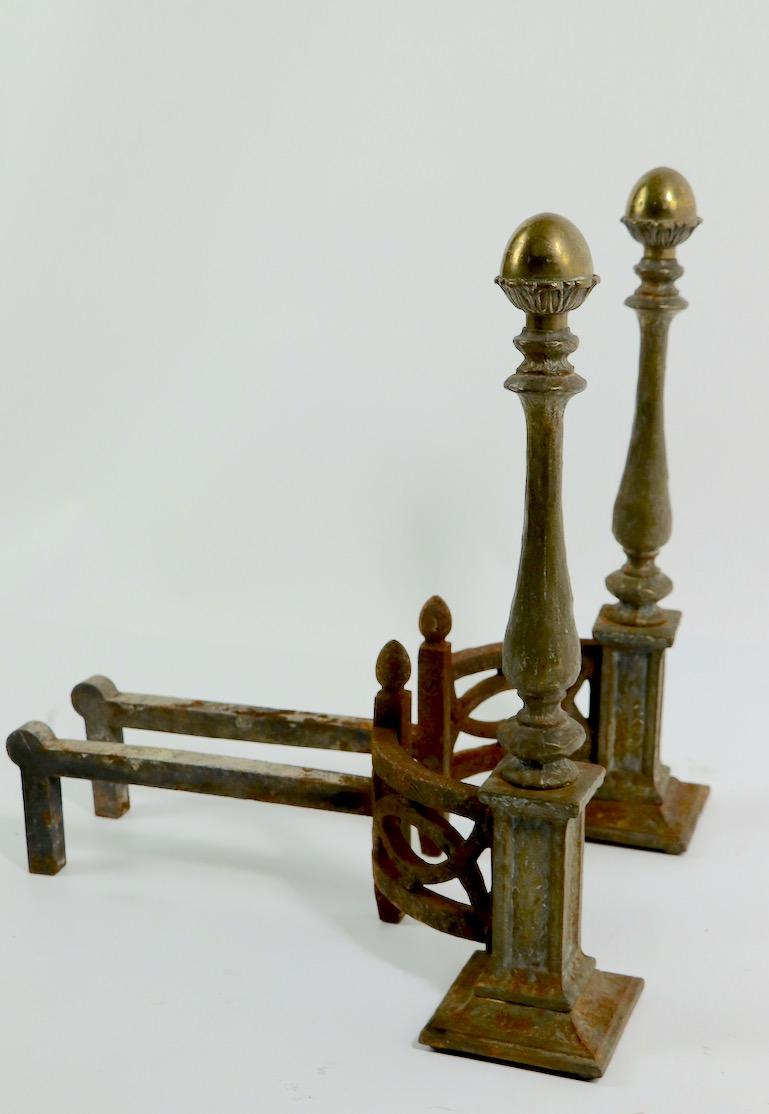 Pair of English Arts & Crafts Andirons For Sale 3