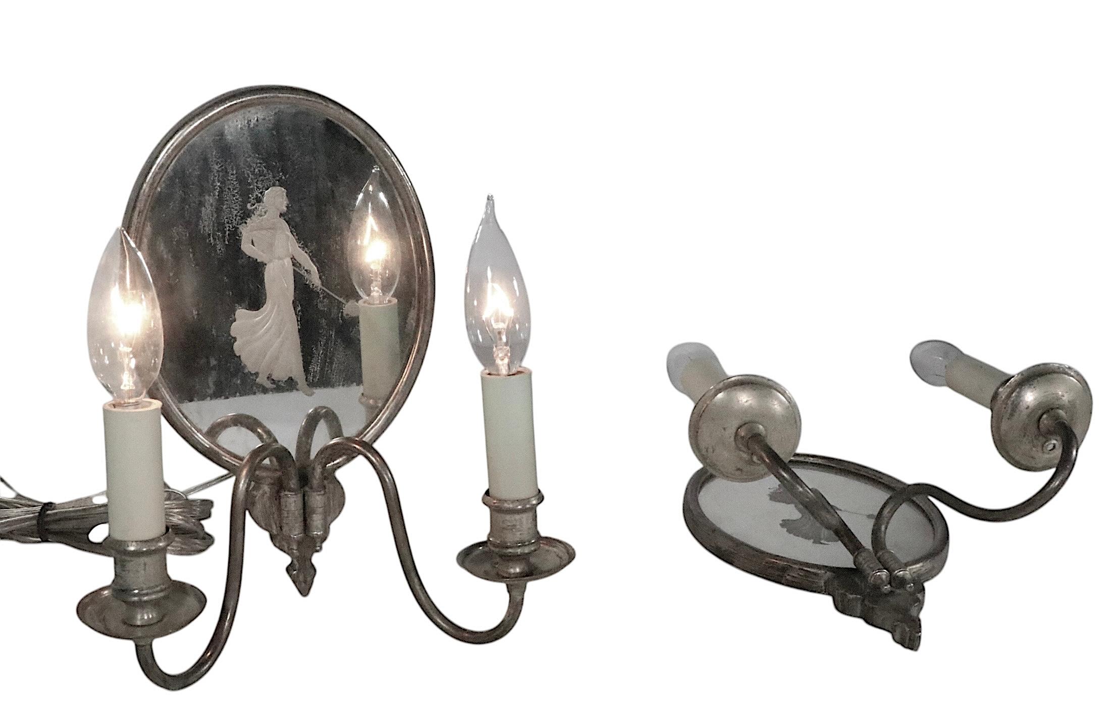 Americano Pr. Argento specchiato acidato  Applique antiche placcate att. a Sterling Bronze Co. in vendita