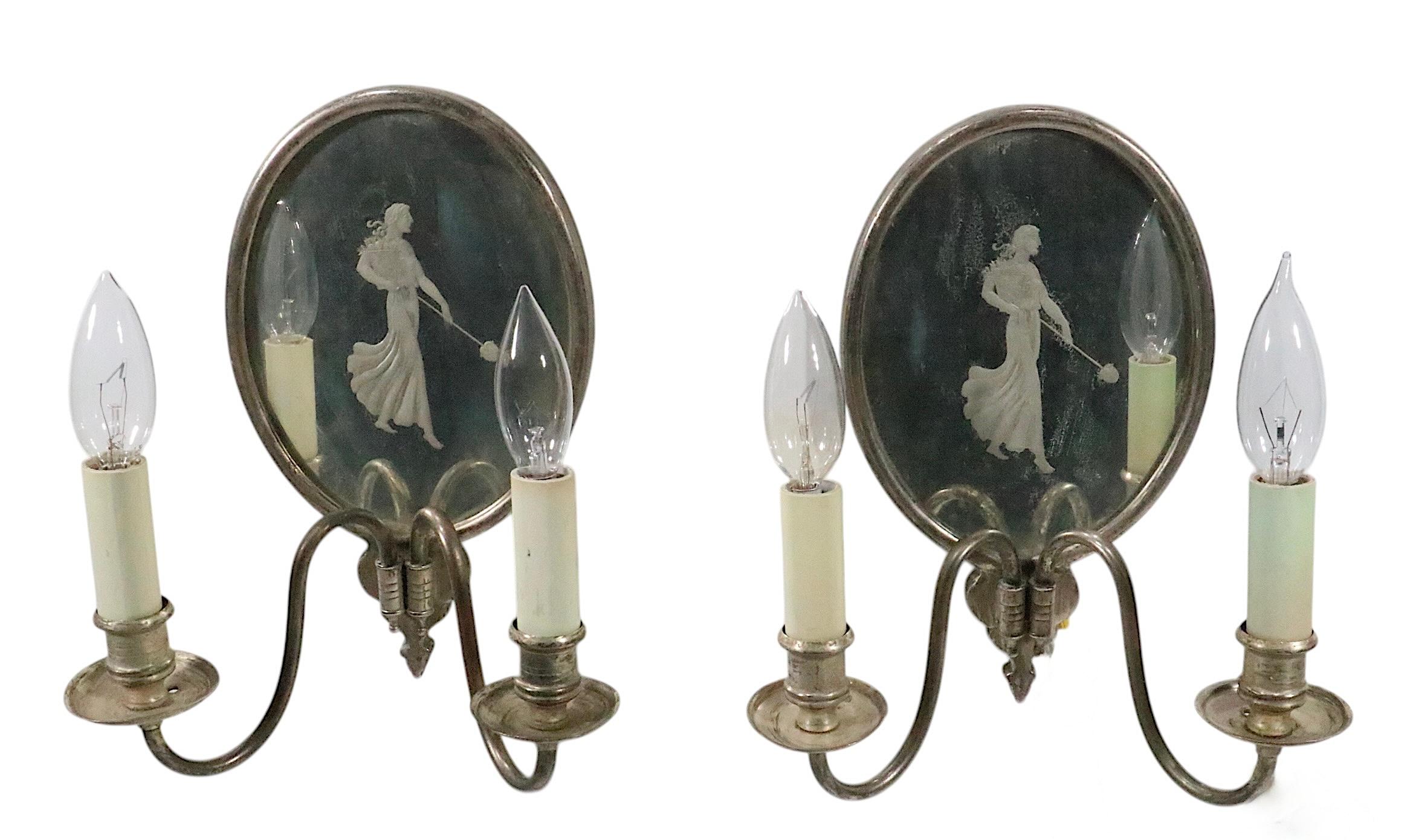 XX secolo Pr. Argento specchiato acidato  Applique antiche placcate att. a Sterling Bronze Co. in vendita