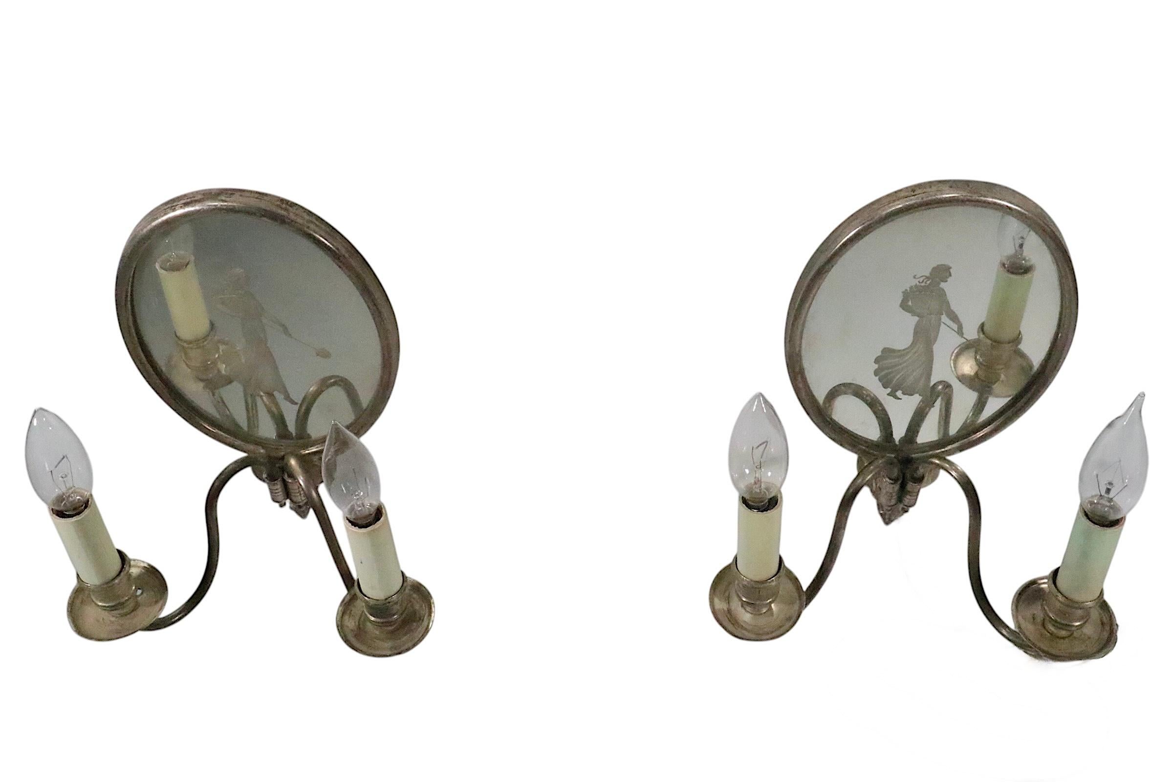 Placcato argento Pr. Argento specchiato acidato  Applique antiche placcate att. a Sterling Bronze Co. in vendita