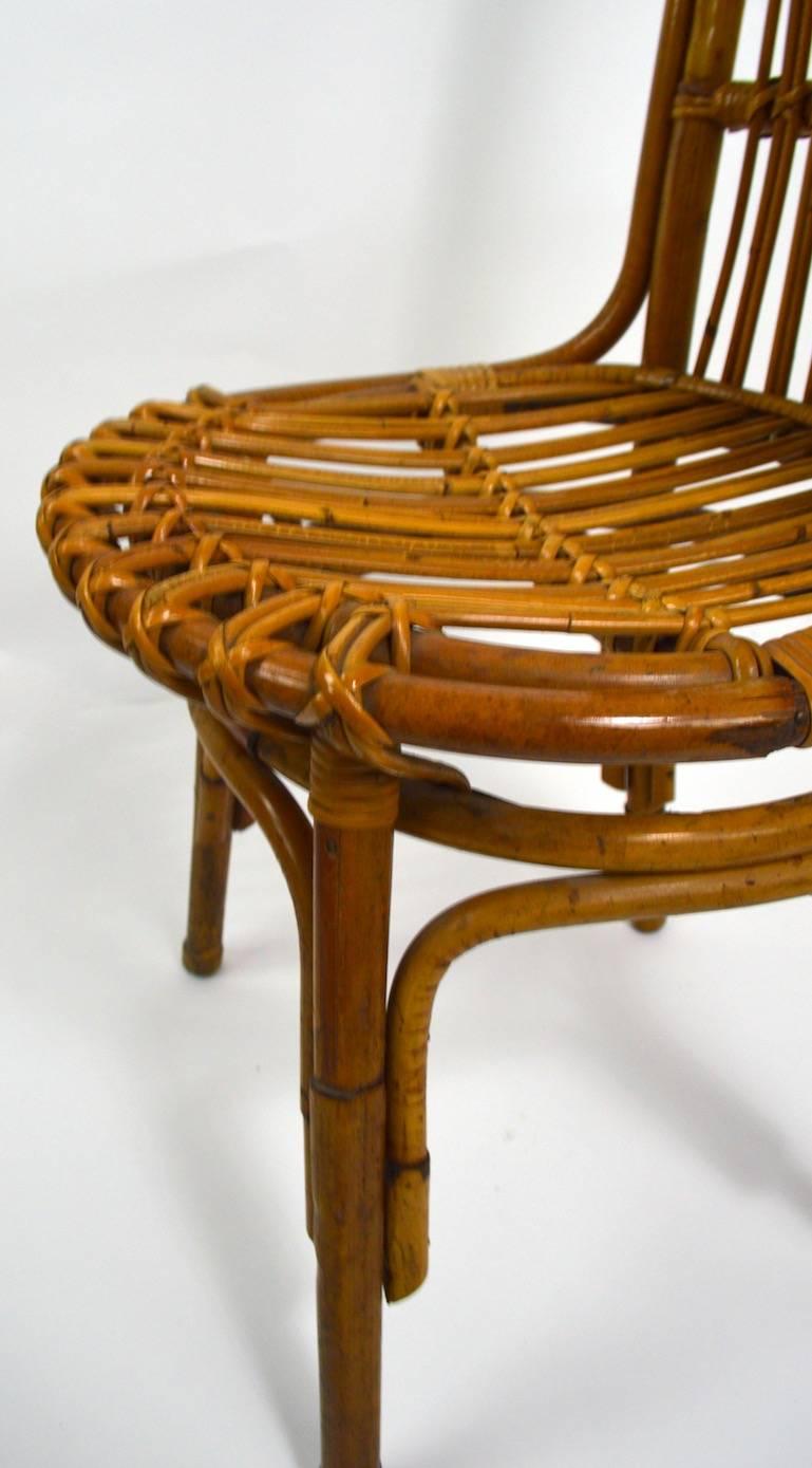 Italian Pair of Exaggerated Form High Back Bamboo Chairs after Albini