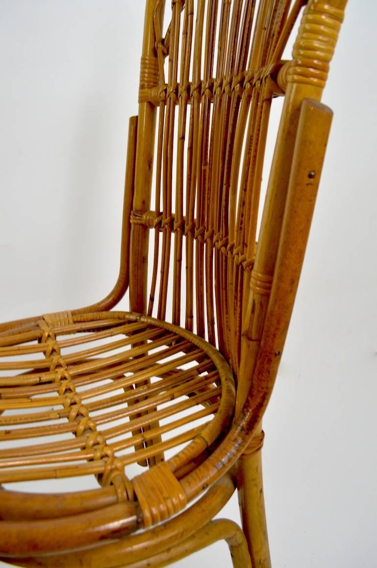 Pair of Exaggerated Form High Back Bamboo Chairs after Albini In Excellent Condition In New York, NY
