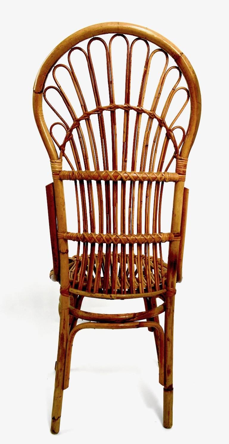 Pair of Exaggerated Form High Back Bamboo Chairs after Albini 1