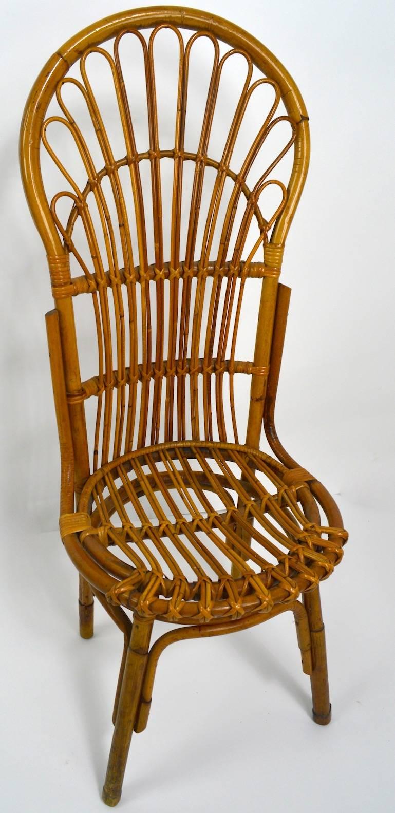 Pair of Exaggerated Form High Back Bamboo Chairs after Albini 3