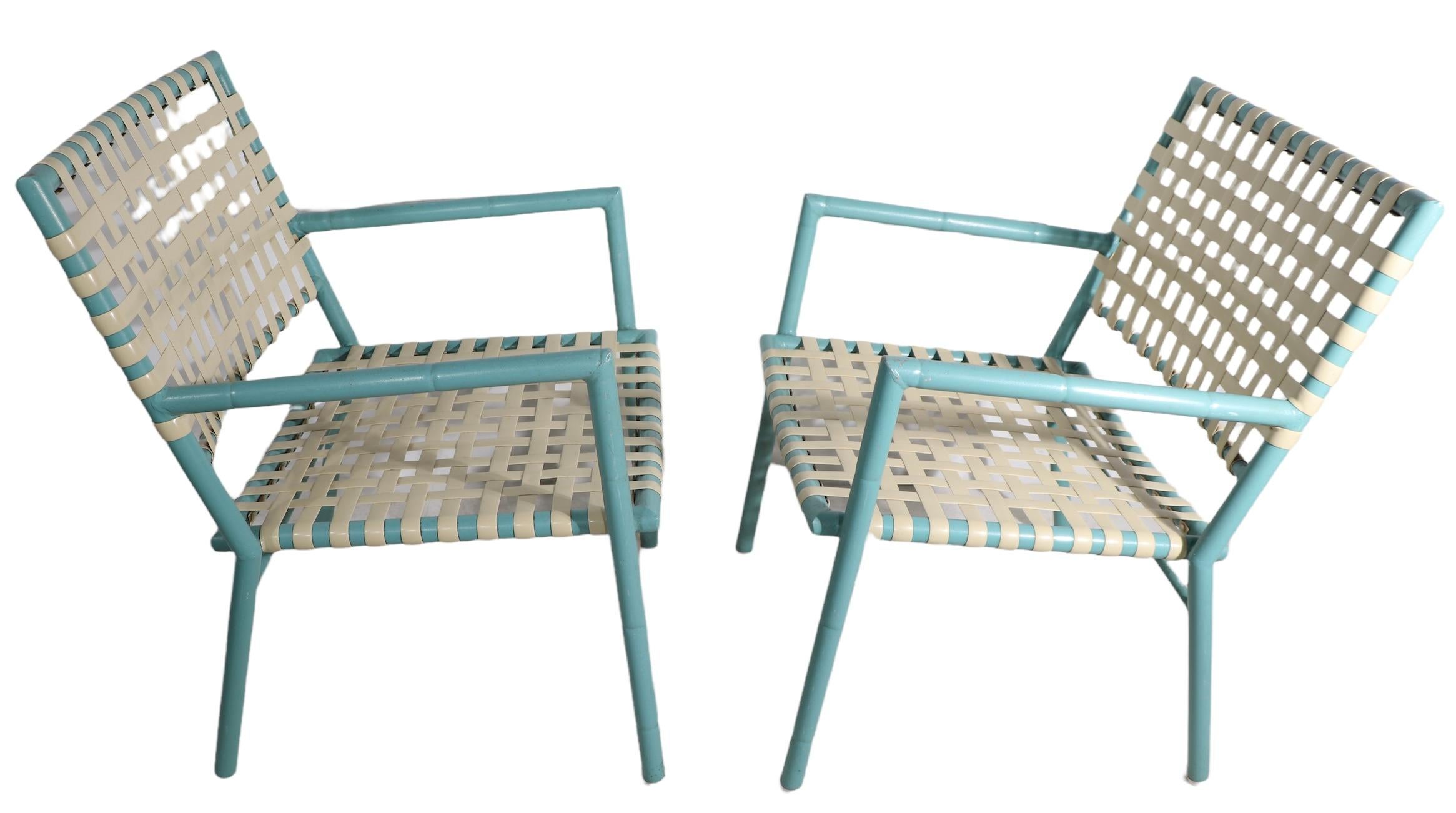 American Pr. Faux Bamboo Poolside Garden Patio Lounge Chairs by Hauser ca. 1970's For Sale