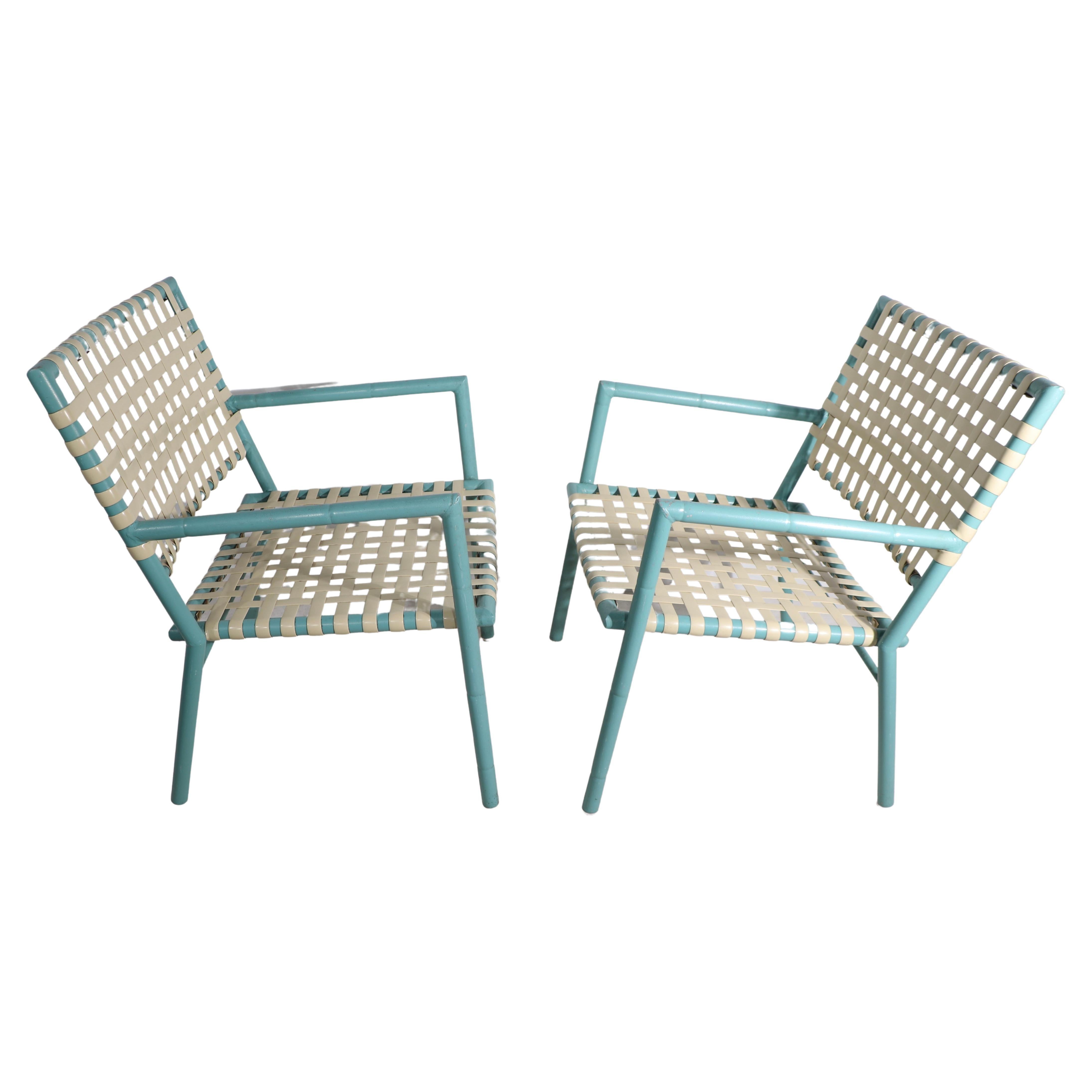 Pr. Faux Bamboo Poolside Garden Patio Lounge Chairs by Hauser ca. 1970's