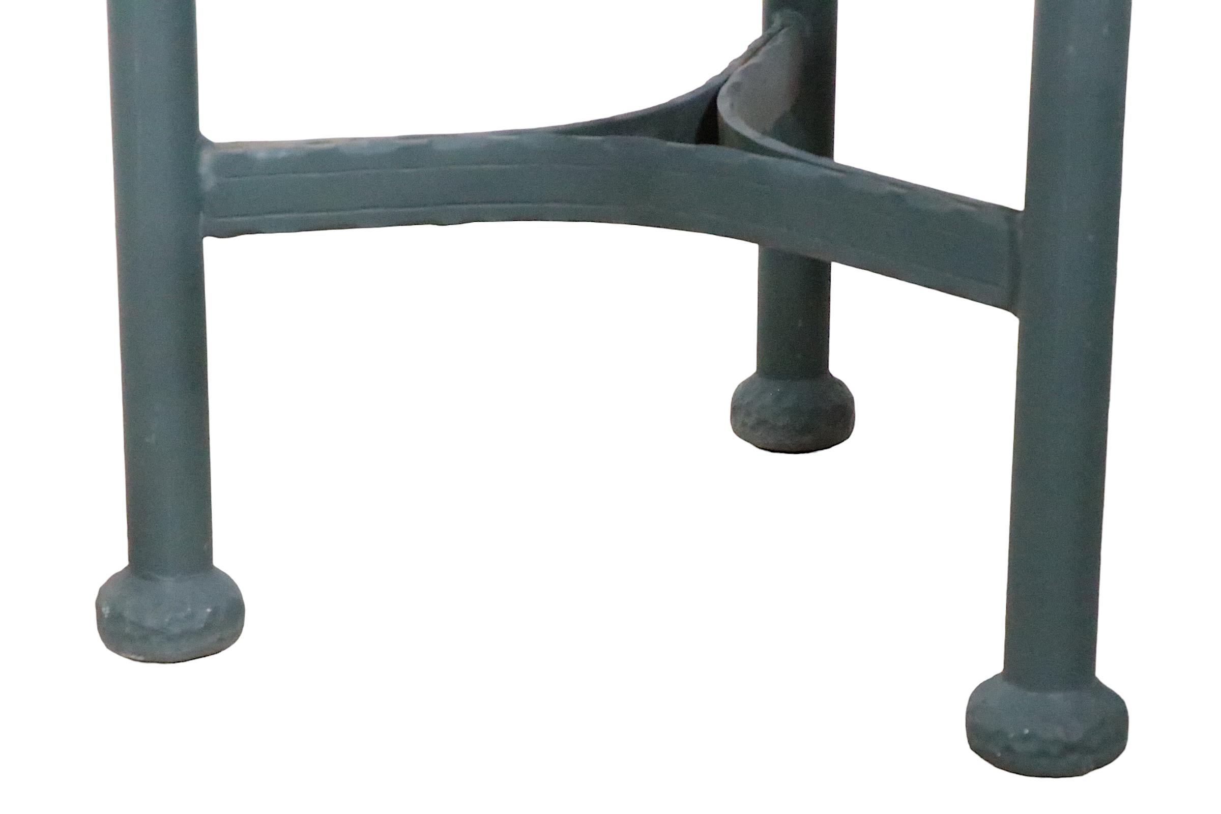 Pr. Faux Verdigris Metal and Glass Garden Patio Side Tables after Giacometti  3
