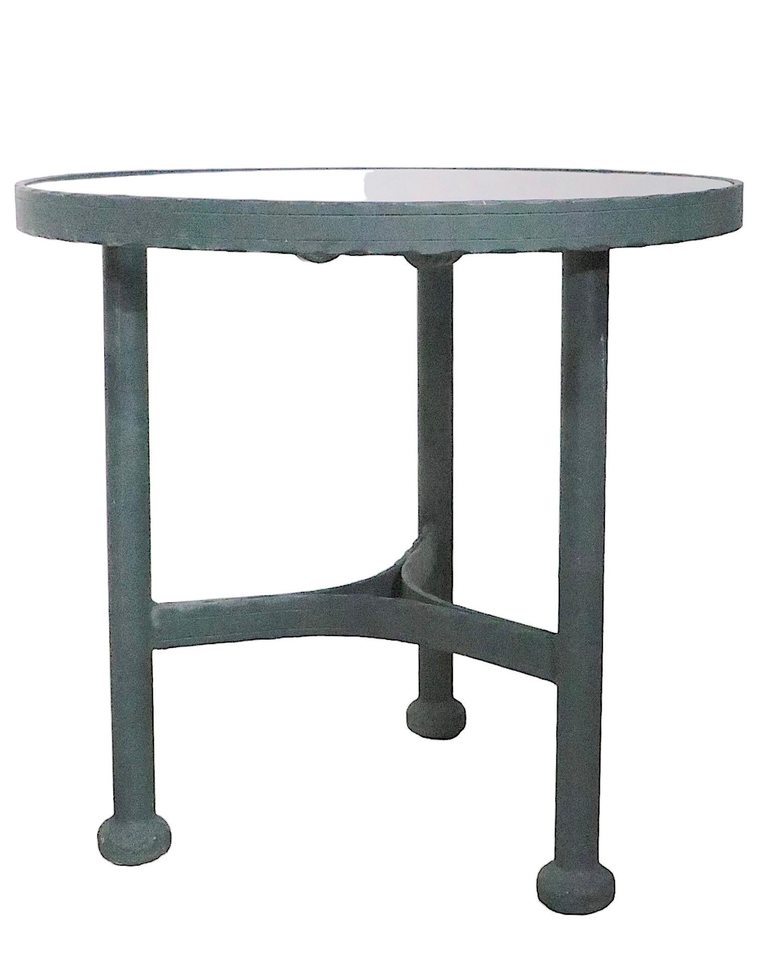 Pr. Faux Verdigris Metal and Glass Garden Patio Side Tables after Giacometti  7