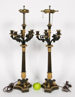 Pair of Fine French Charles X Candelabra Lamps