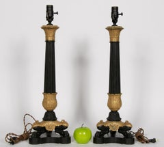 Pair of Fine French Charles X-Gilded Bronze Lamps