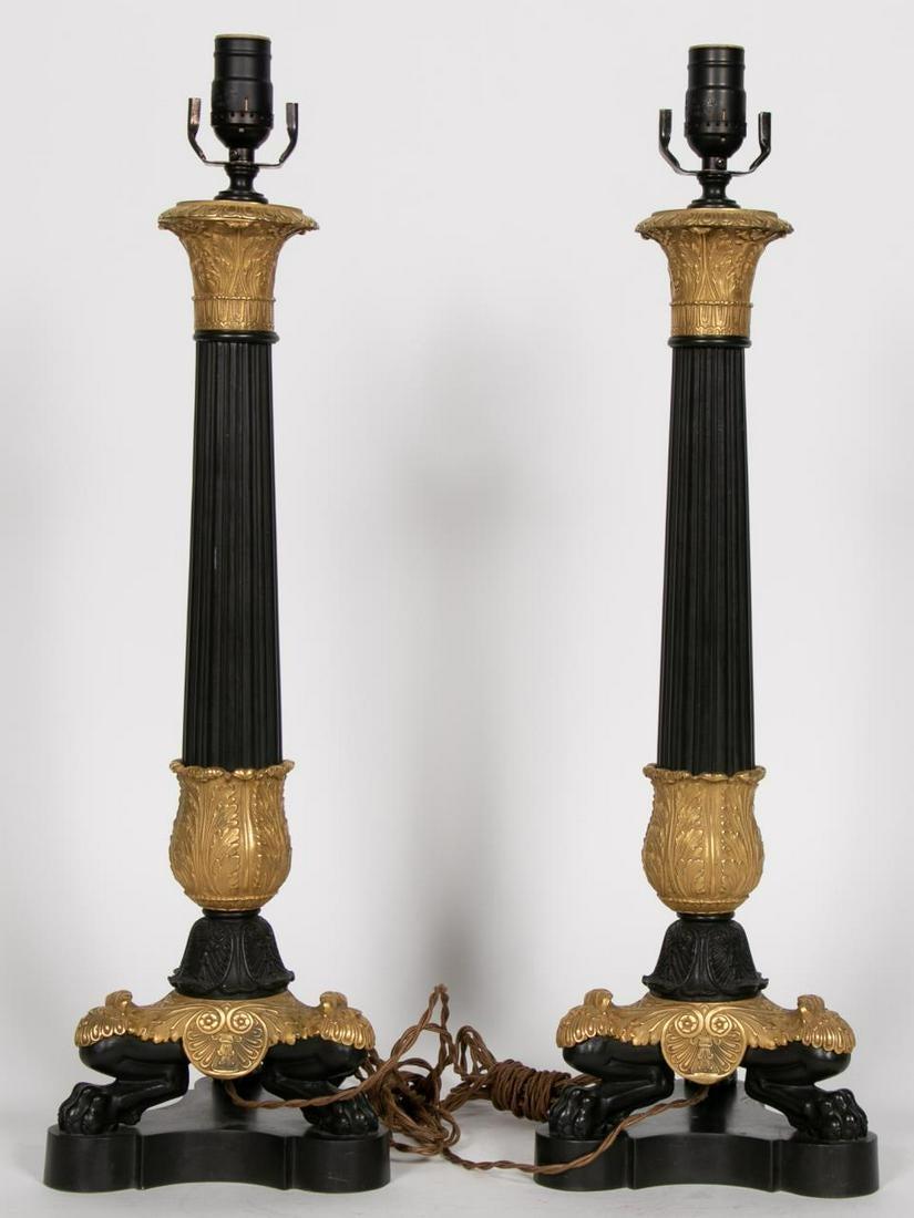 19th Century Pair of Fine French Charles X-Gilded Bronze Lamps For Sale