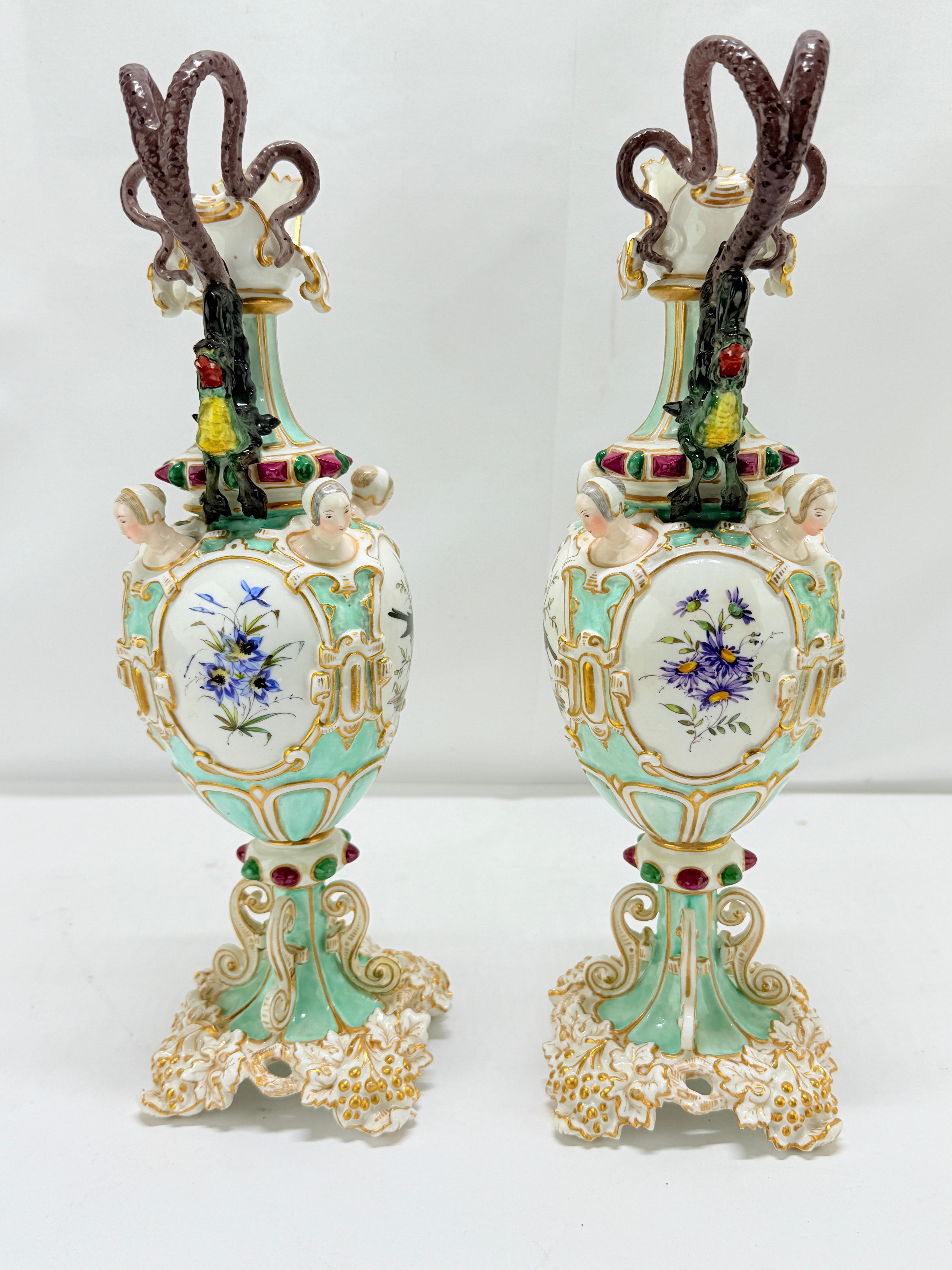 Pr. Ewers de Meissen del s. XIX finamente ejecutados con decoración ornitológica y neoclásica Neoclásico en venta