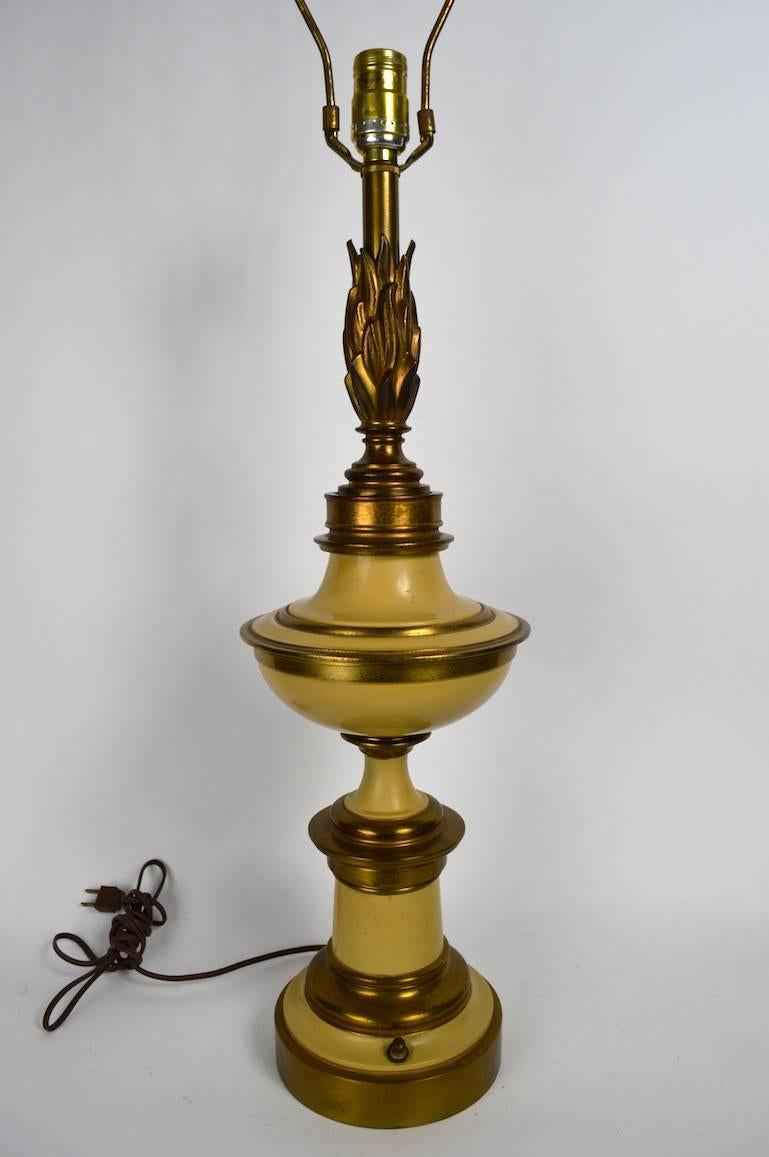 Neoclassical Pair of Flame Motif Lamps Attributed to Stiffel