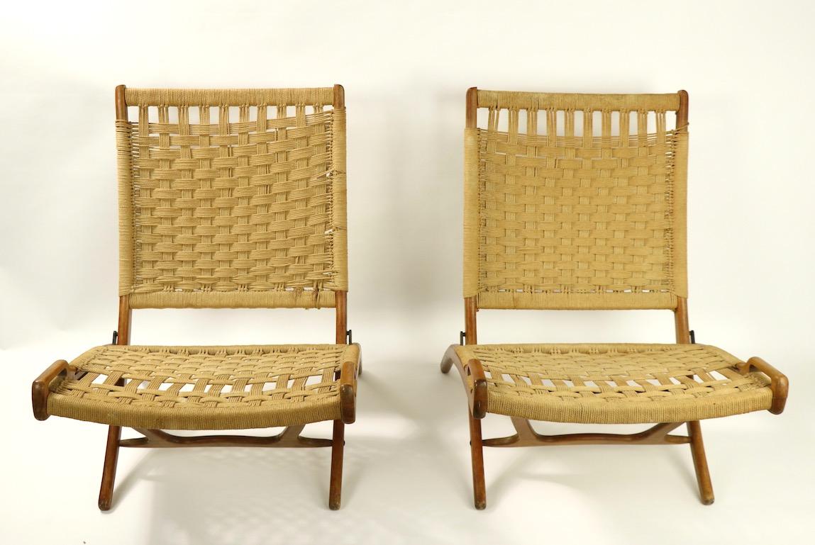 Pair of Folding Scissor Chairs Made in Italy after Wegner 4