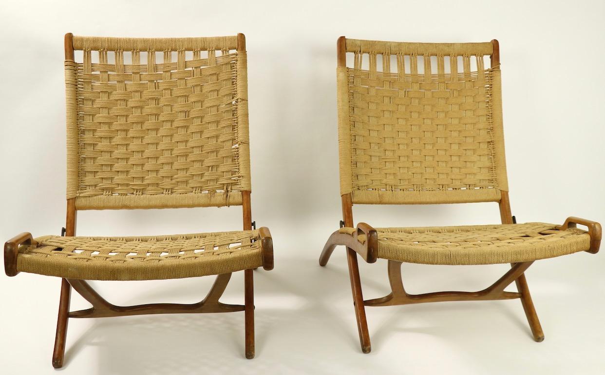 Pair of Folding Scissor Chairs Made in Italy after Wegner 5