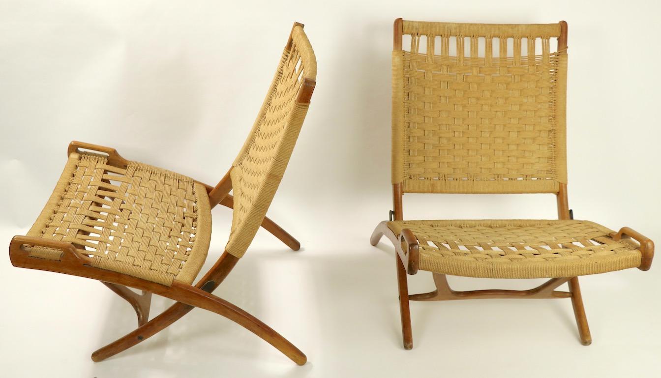 Pair of Folding Scissor Chairs Made in Italy after Wegner 8